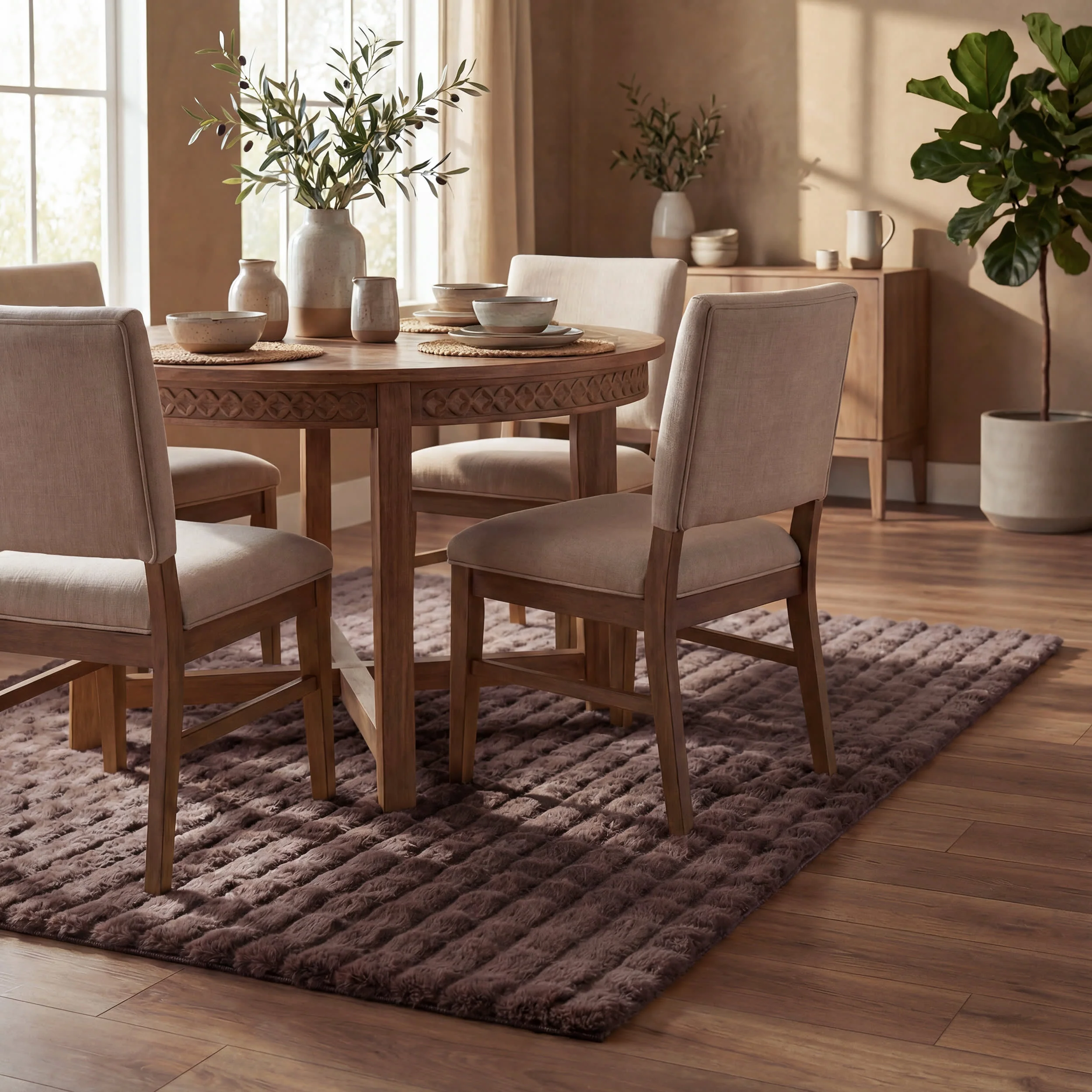 Ivana Checkered Plush Cloud Washable Rug | Dark Brown - Image 7