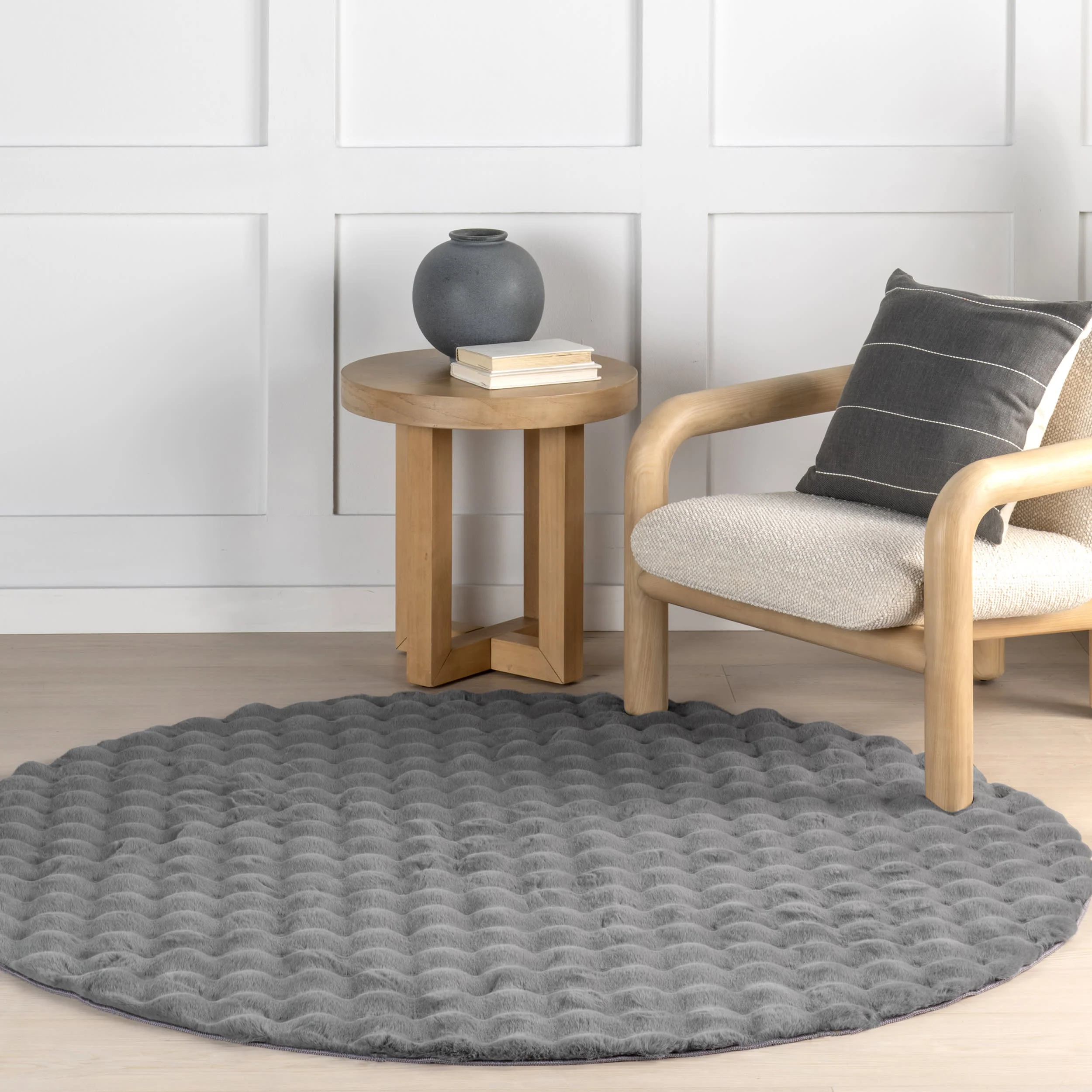 Ivana Checkered Plush Cloud Washable Rug | Dark Grey - Image 2