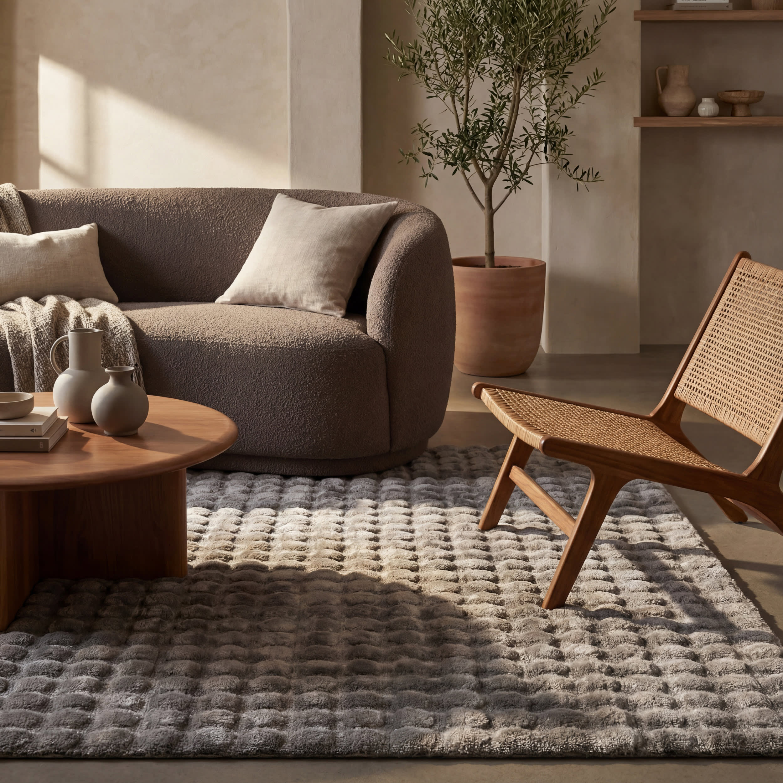 Ivana Checkered Plush Cloud Washable Rug | Dark Grey - Image 4