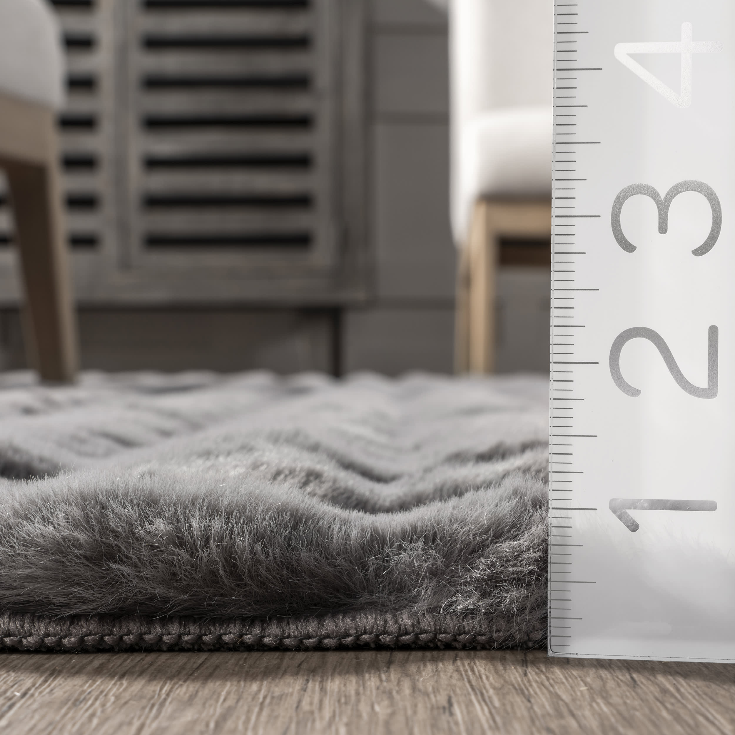 Ivana Checkered Plush Cloud Washable Rug | Dark Grey - Image 5