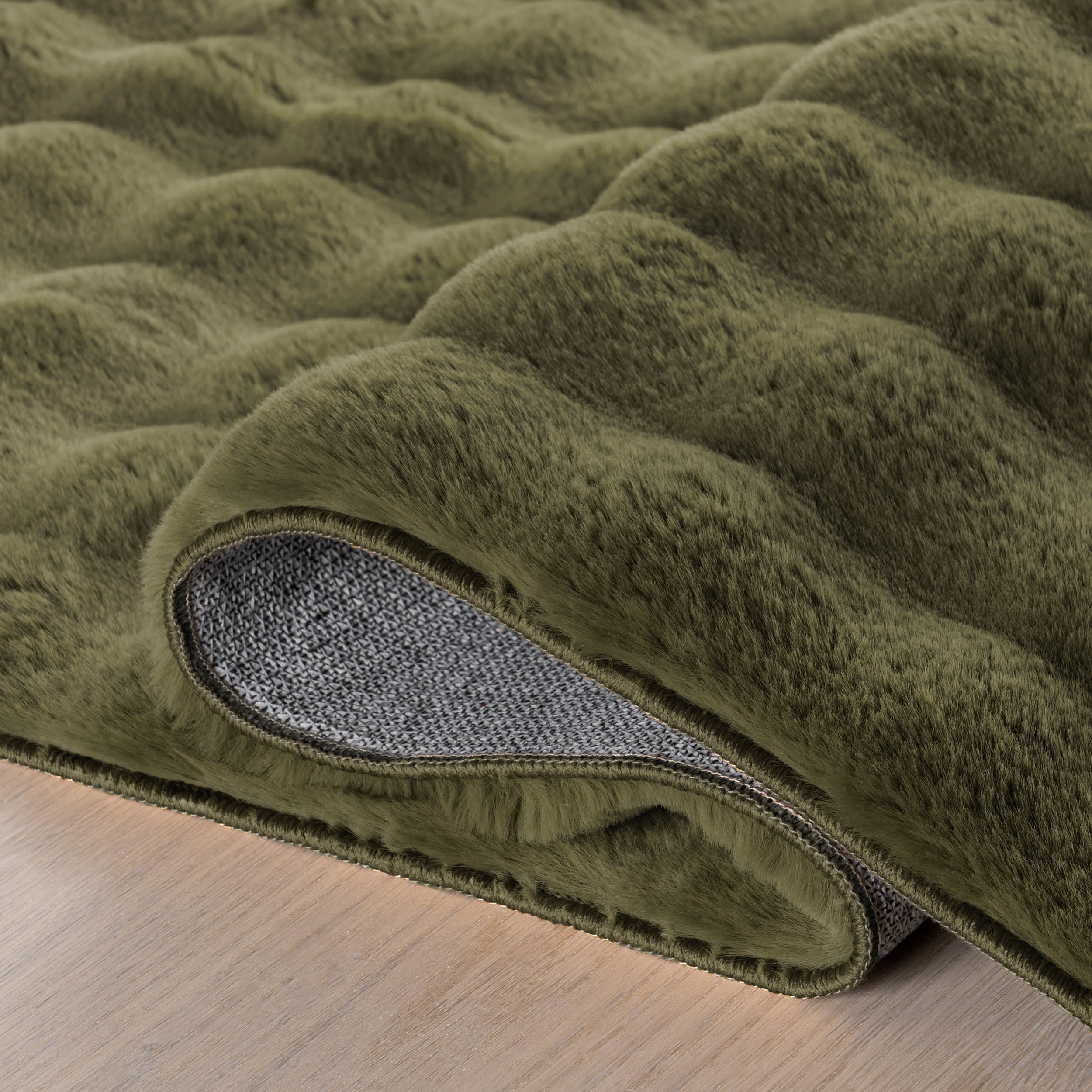 Ivana Checkered Plush Cloud Washable Rug | Green - Image 11
