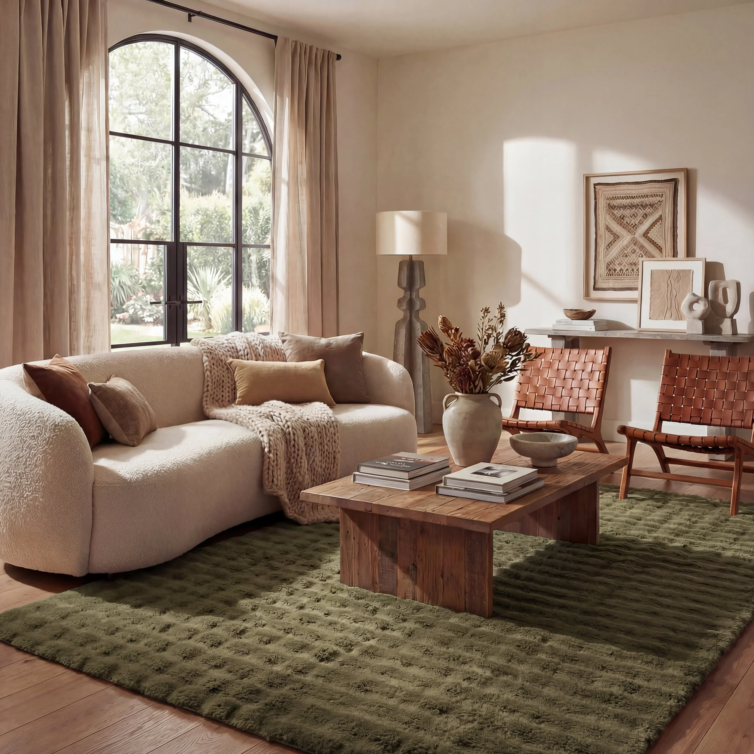 Ivana Checkered Plush Cloud Washable Rug | Green - Image 2