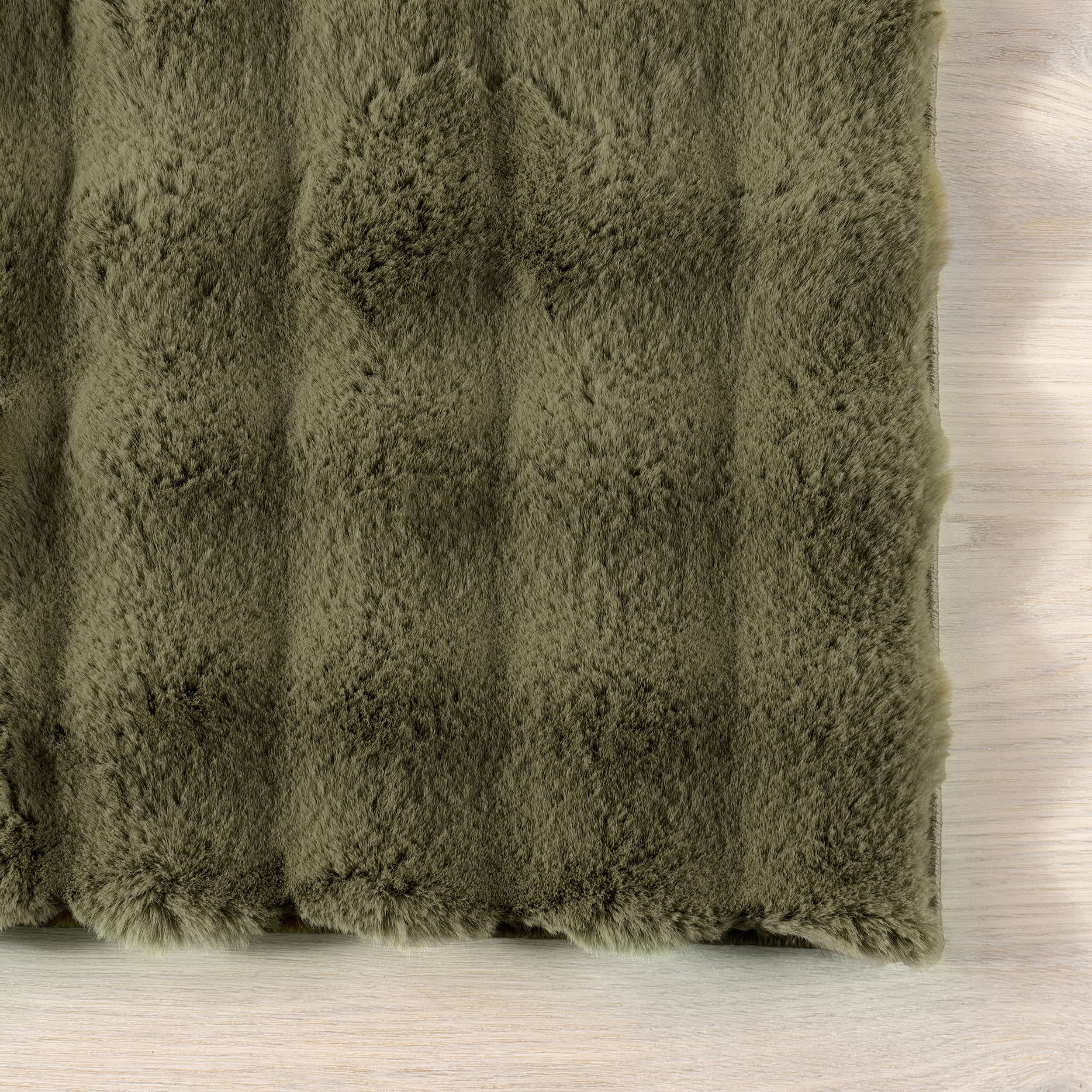 Ivana Checkered Plush Cloud Washable Rug | Green - Image 4