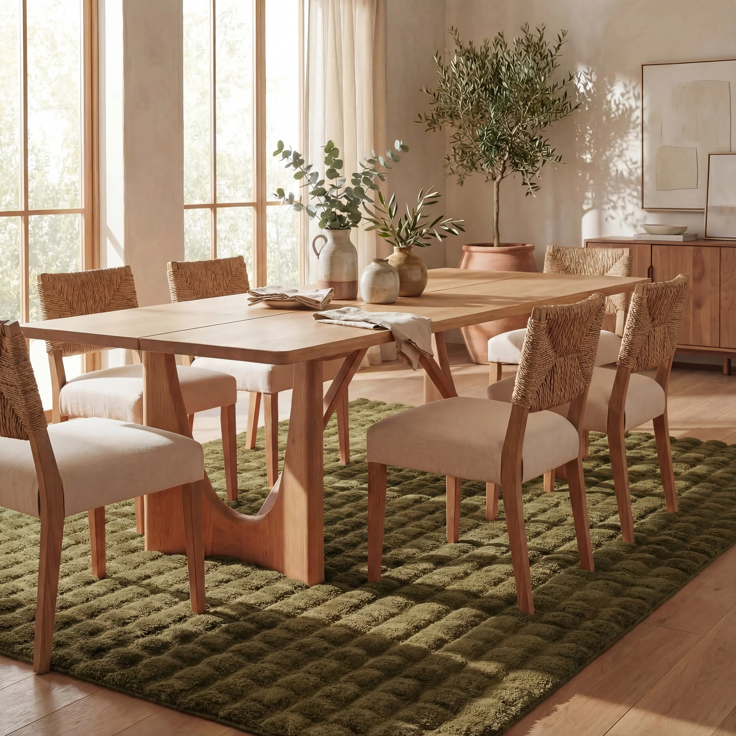 Ivana Checkered Plush Cloud Washable Rug | Green - Image 7
