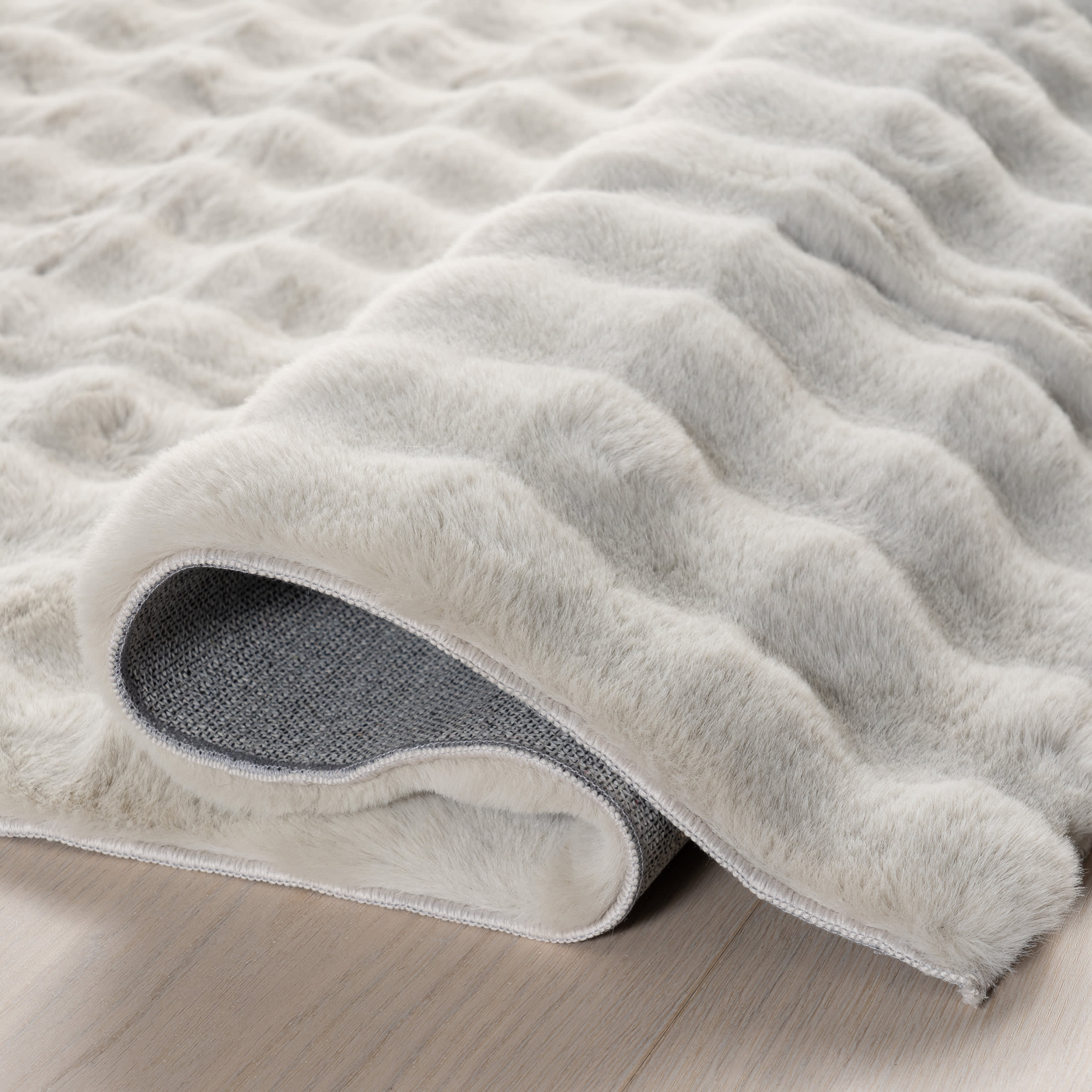 Ivana Checkered Plush Cloud Washable Rug | Grey - Image 11