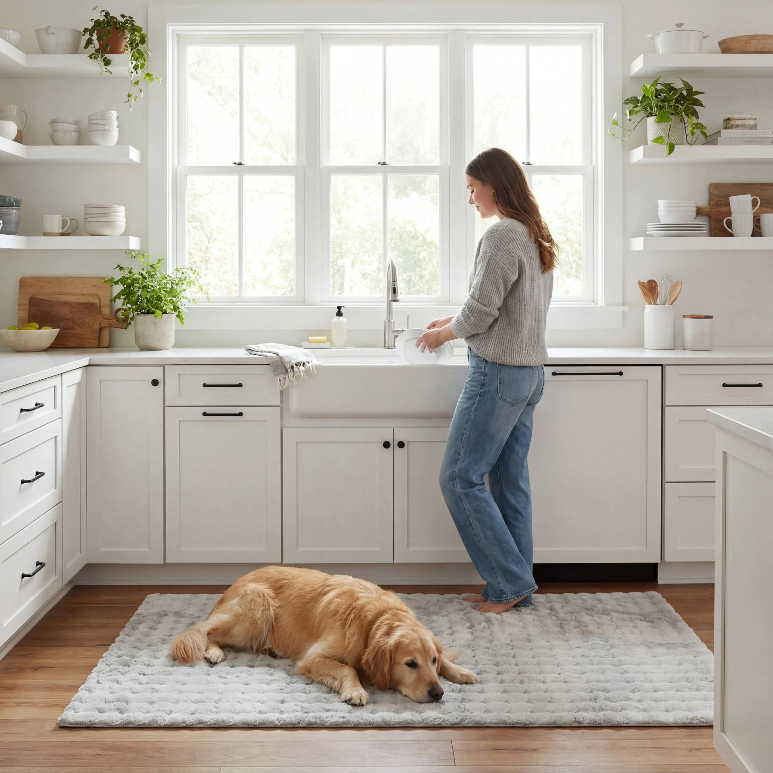 Ivana Checkered Plush Cloud Washable Rug | Grey - Image 9