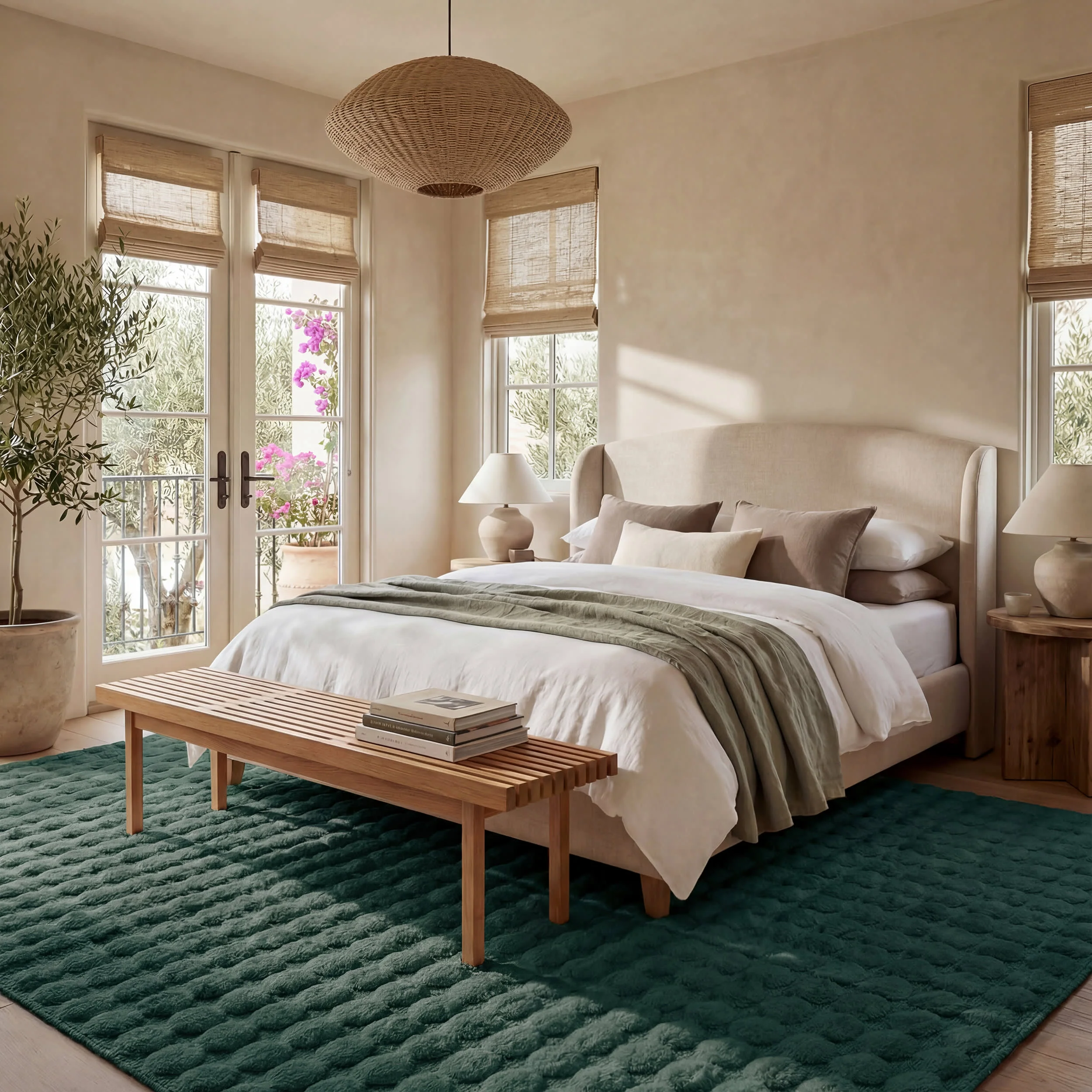 Ivana Checkered Plush Cloud Washable Rug | Hunter Green - Image 10