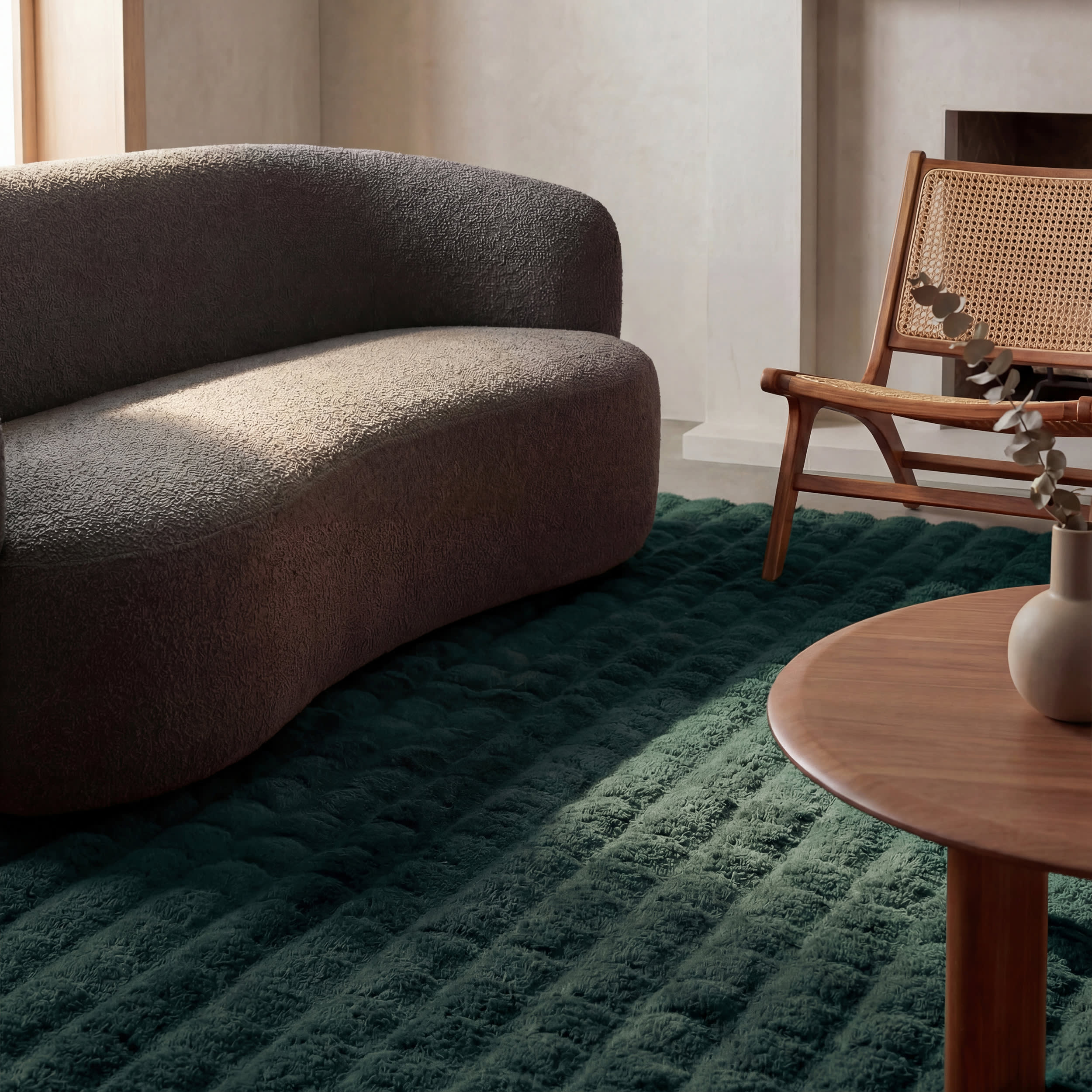 Ivana Checkered Plush Cloud Washable Rug | Hunter Green - Image 5