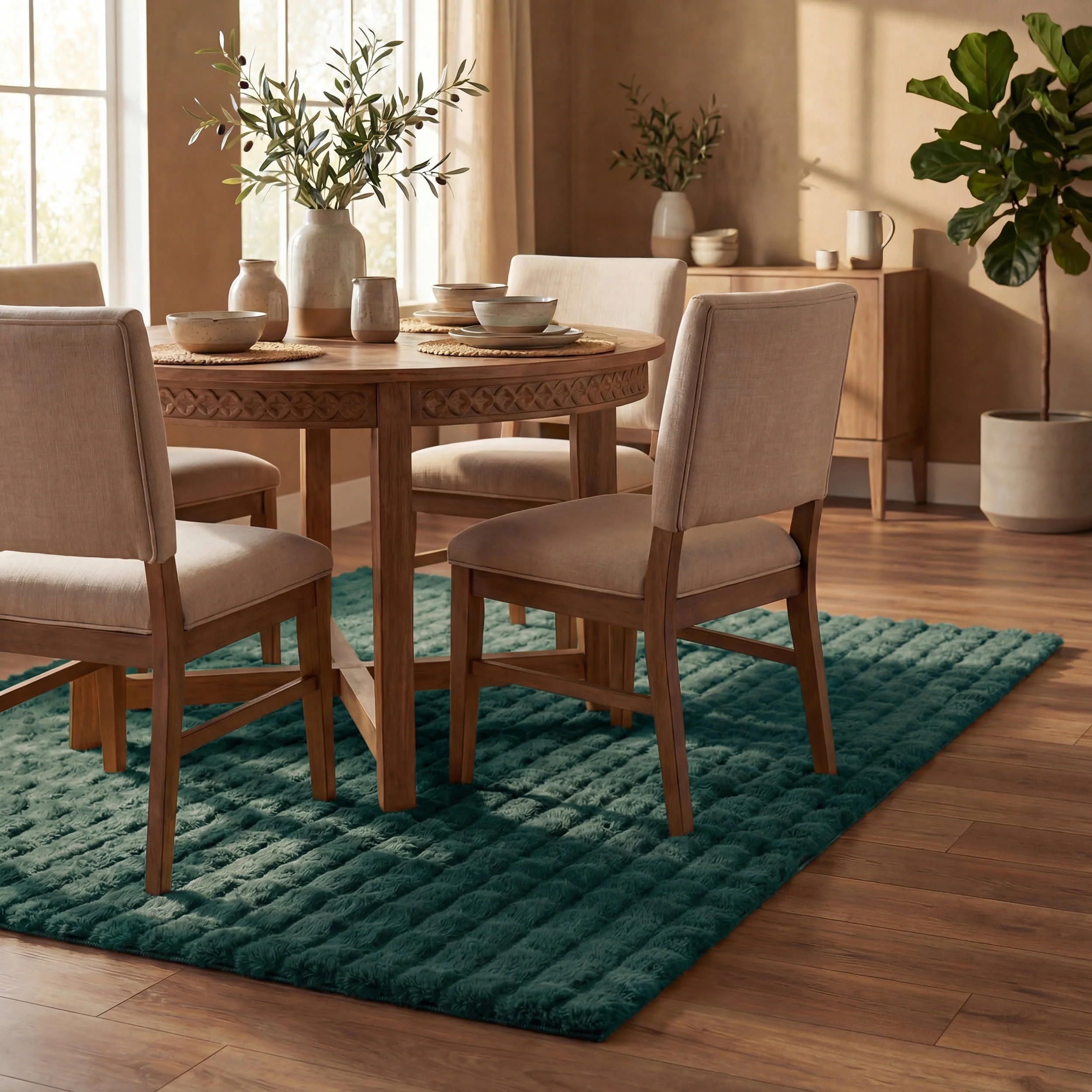 Ivana Checkered Plush Cloud Washable Rug | Hunter Green - Image 7