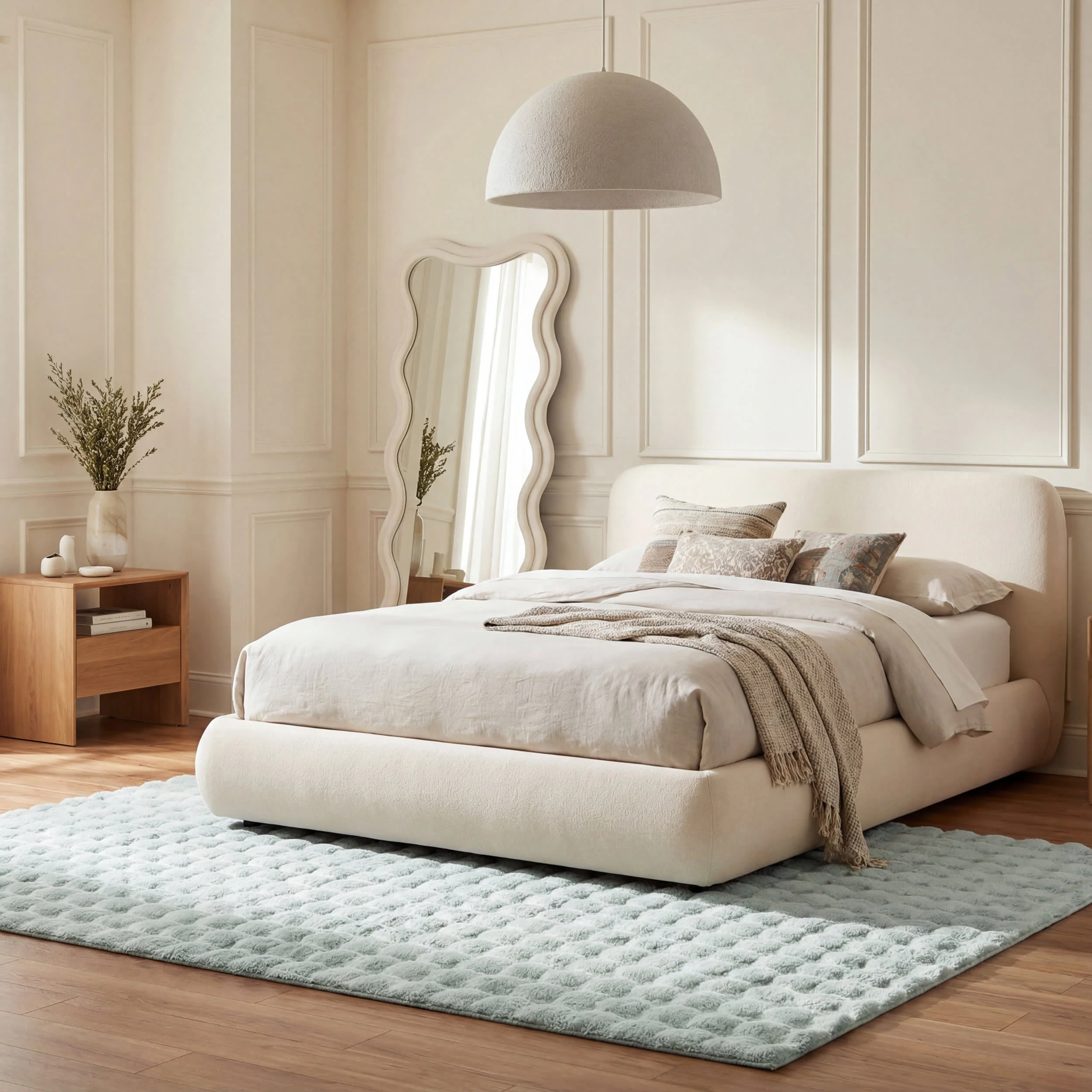Ivana Checkered Plush Cloud Washable Rug | Mint Green - Image 10