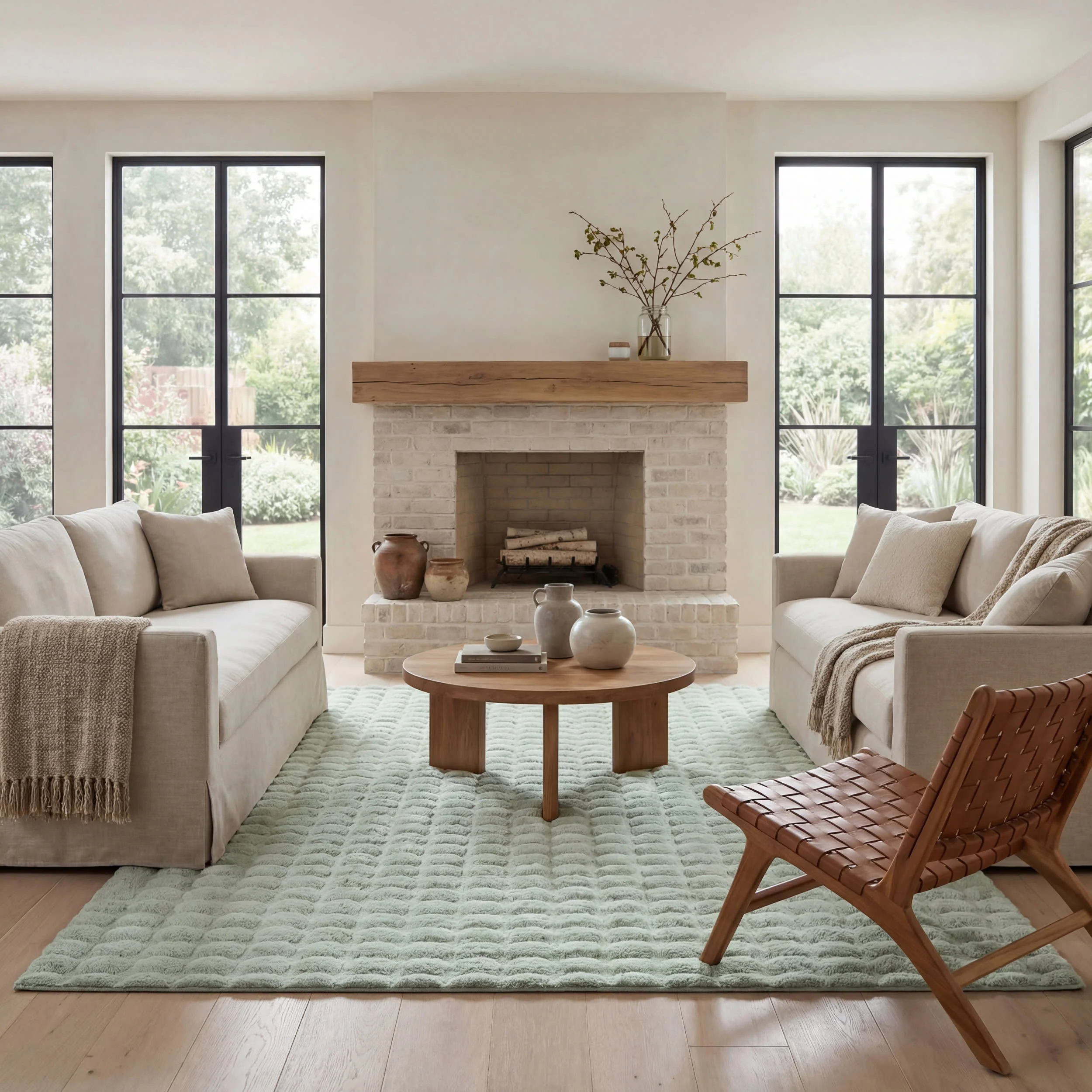Ivana Checkered Plush Cloud Washable Rug | Mint Green - Image 2