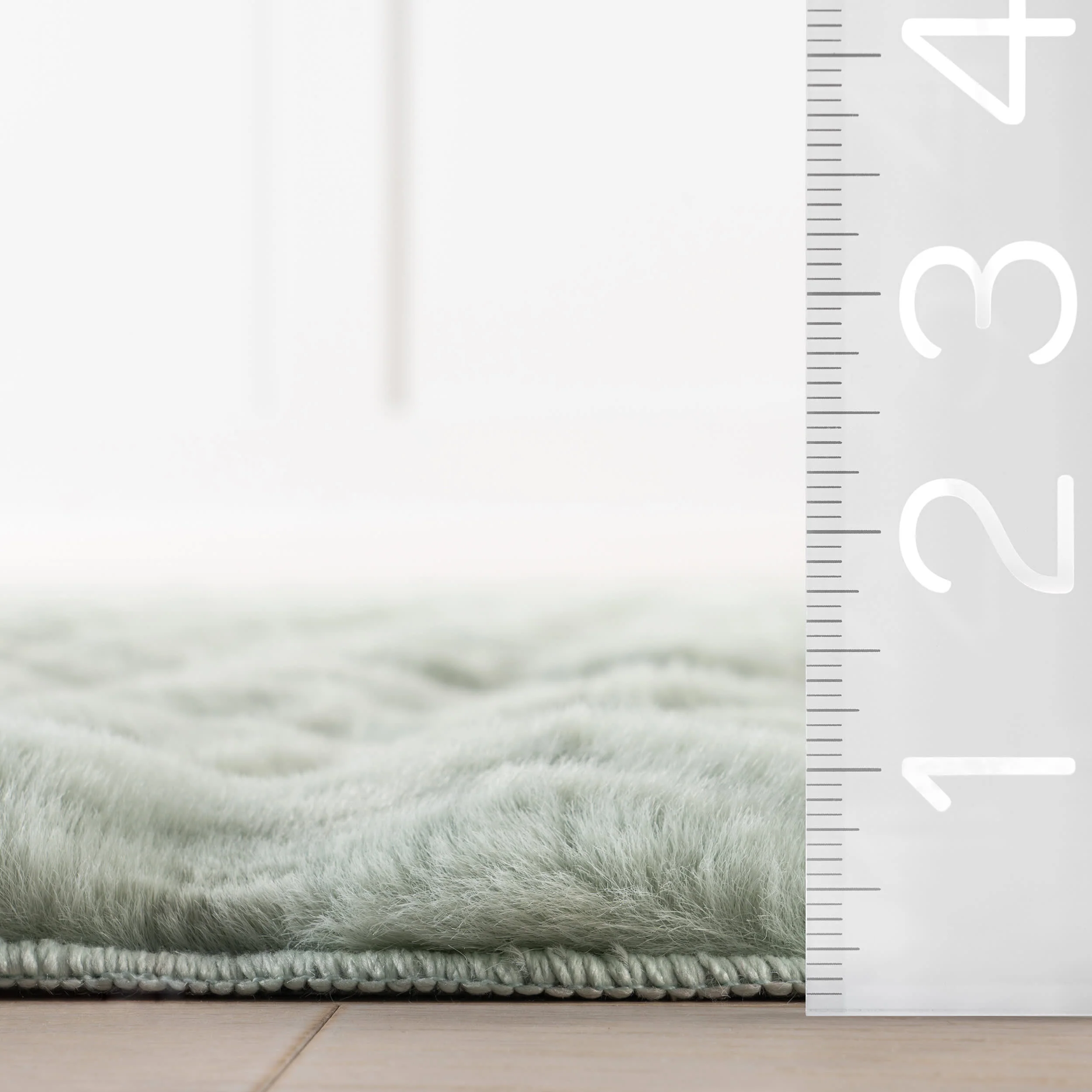 Ivana Checkered Plush Cloud Washable Rug | Mint Green - Image 6