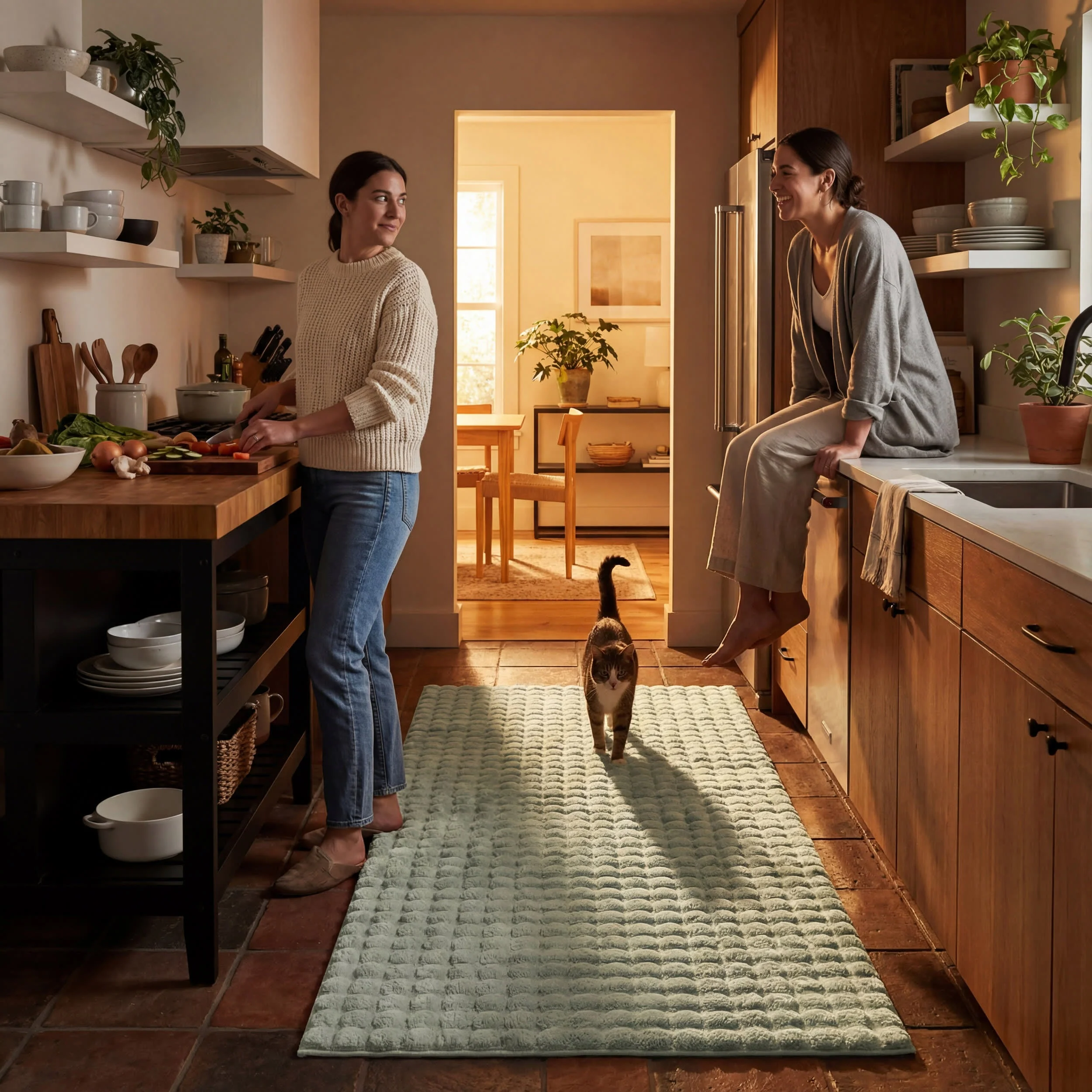 Ivana Checkered Plush Cloud Washable Rug | Mint Green - Image 9