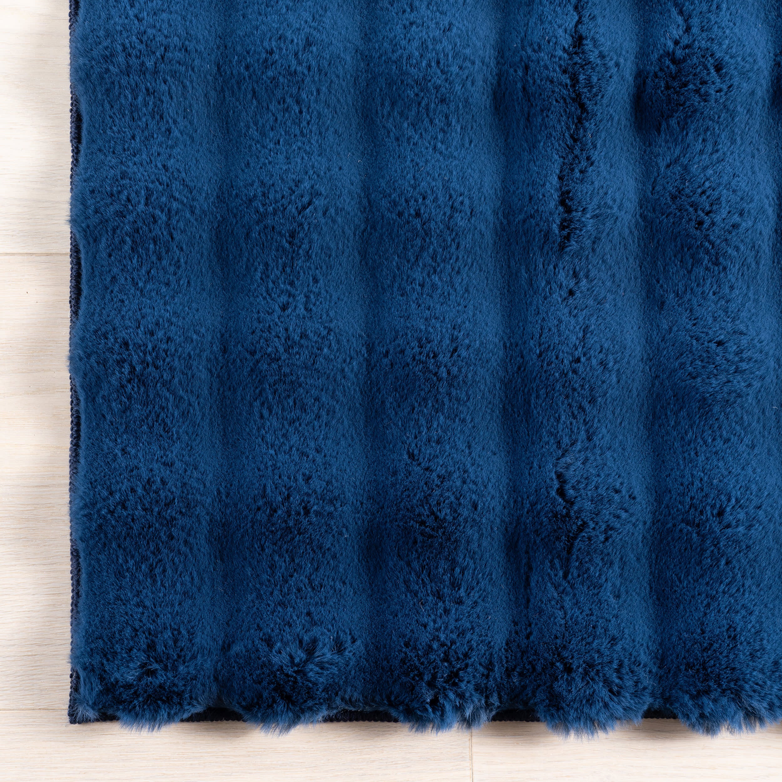 Ivana Checkered Plush Cloud Washable Rug | Navy - Image 4
