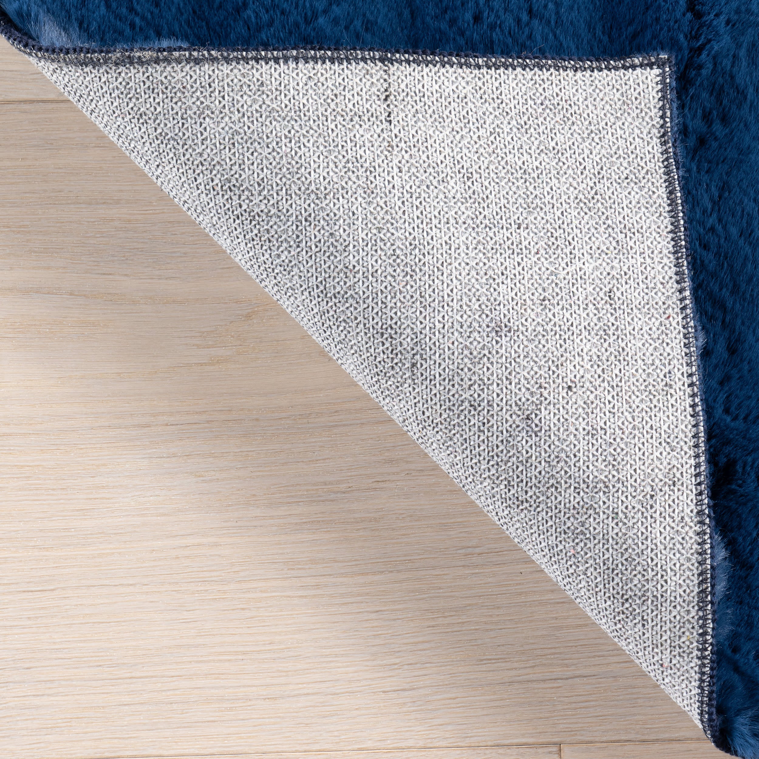 Ivana Checkered Plush Cloud Washable Rug | Navy - Image 8