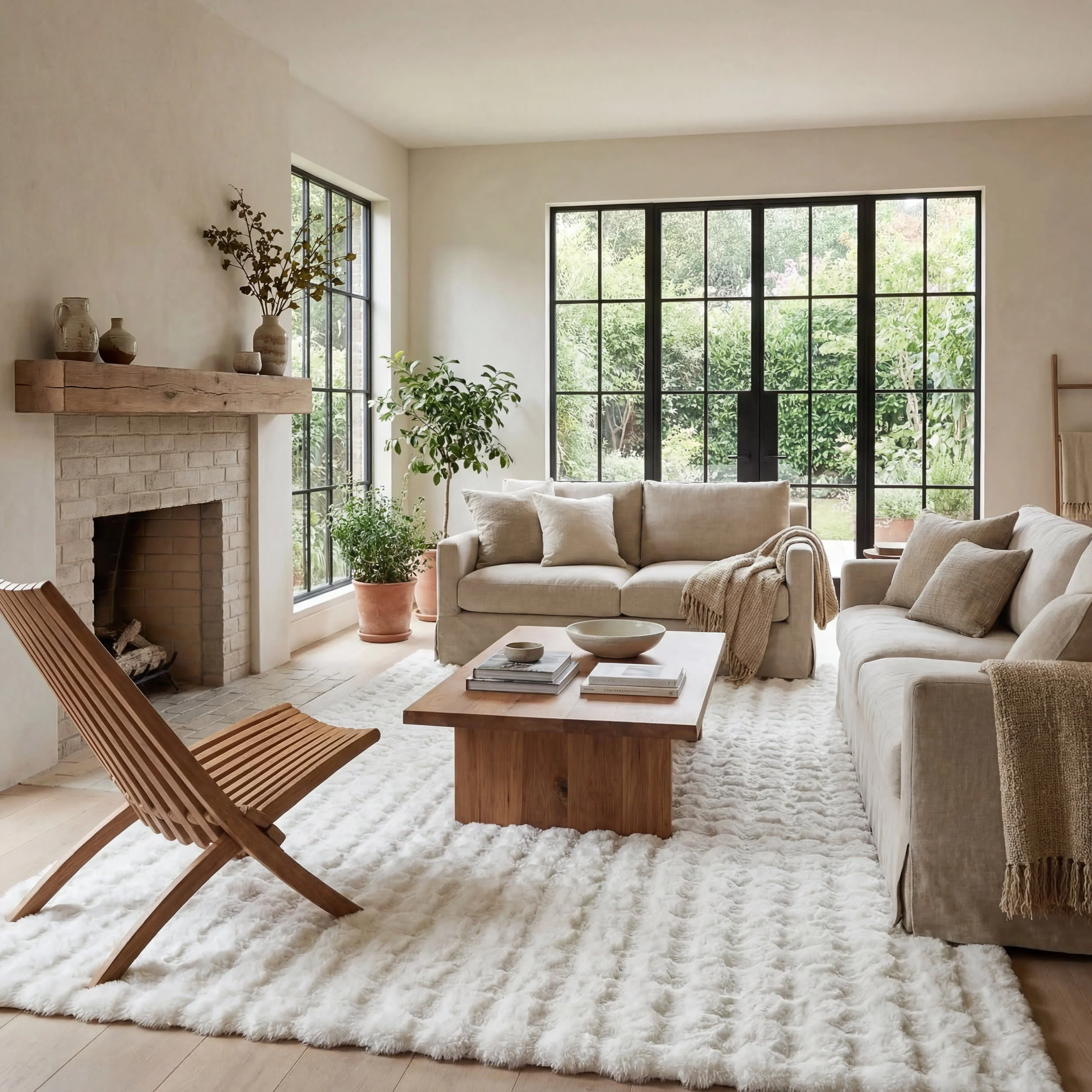 Ivana Checkered Plush Cloud Washable Rug | Off White - Image 2