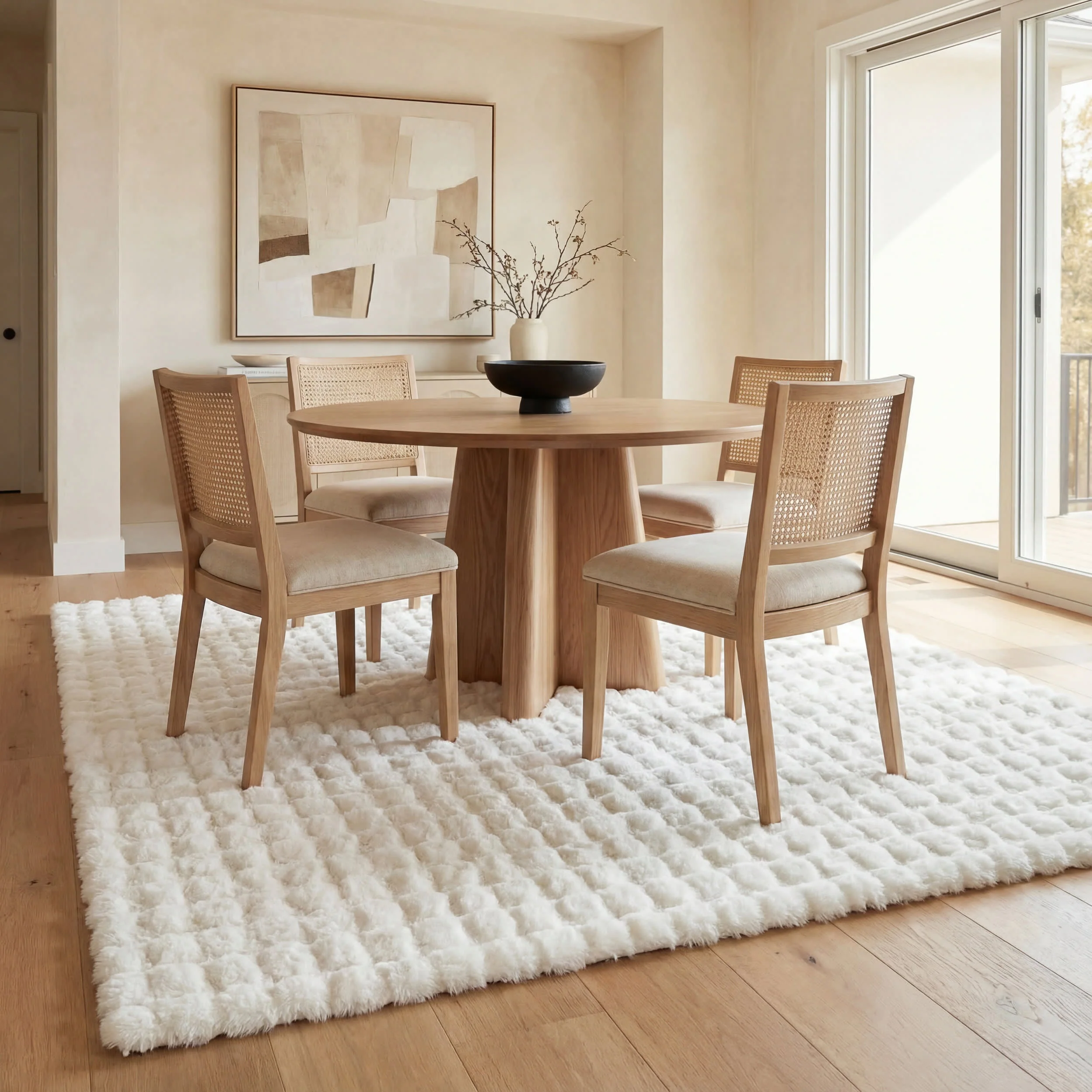 Ivana Checkered Plush Cloud Washable Rug | Off White - Image 7