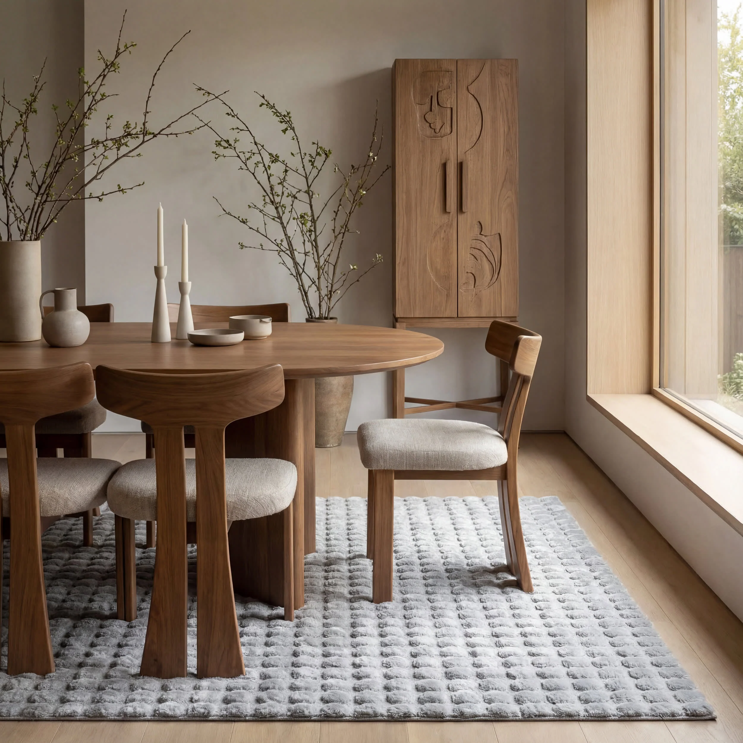 Ivana Checkered Plush Cloud Washable Rug | Silver - Image 6