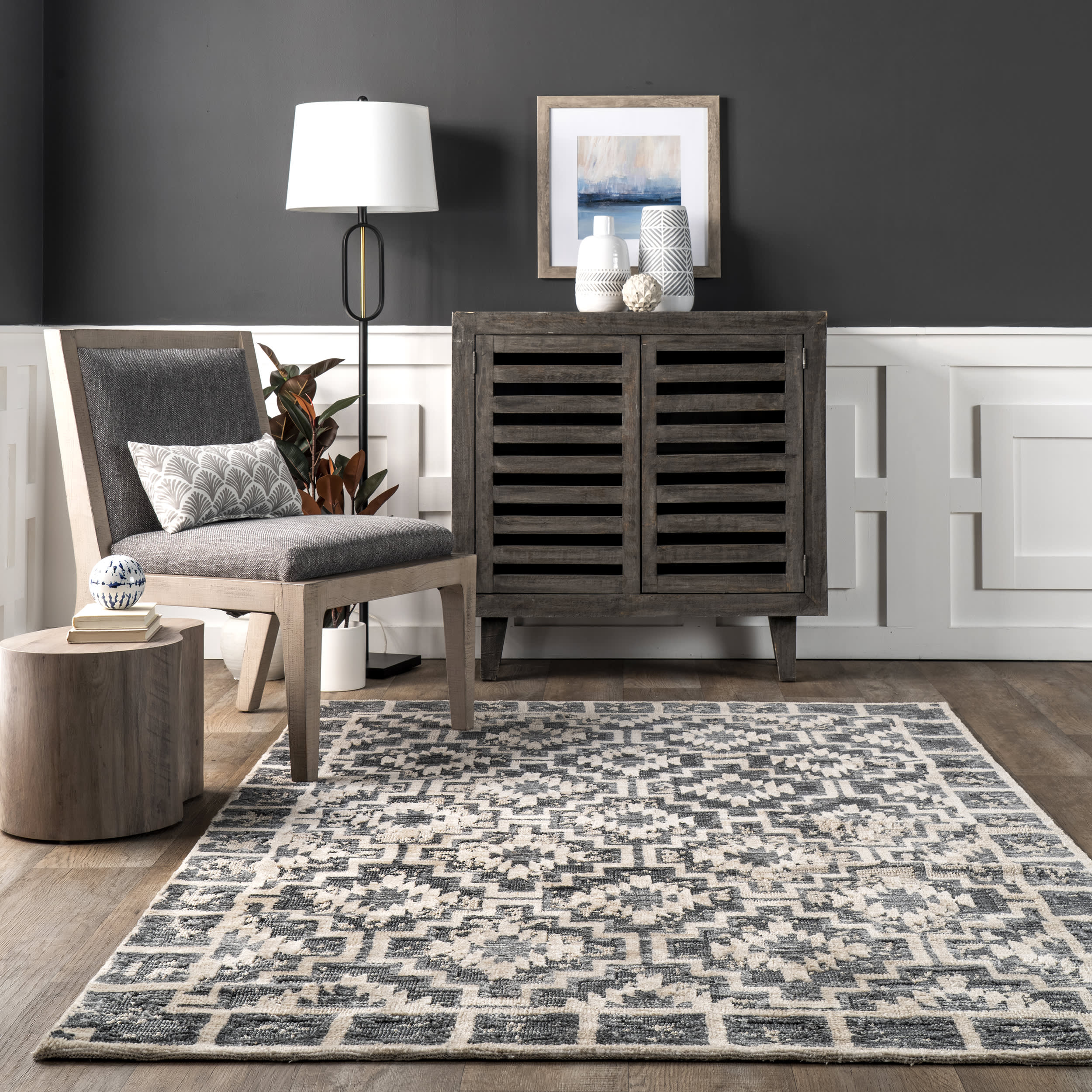 Ivanka Geometric Celtic Rug | Dark Grey - Image 4
