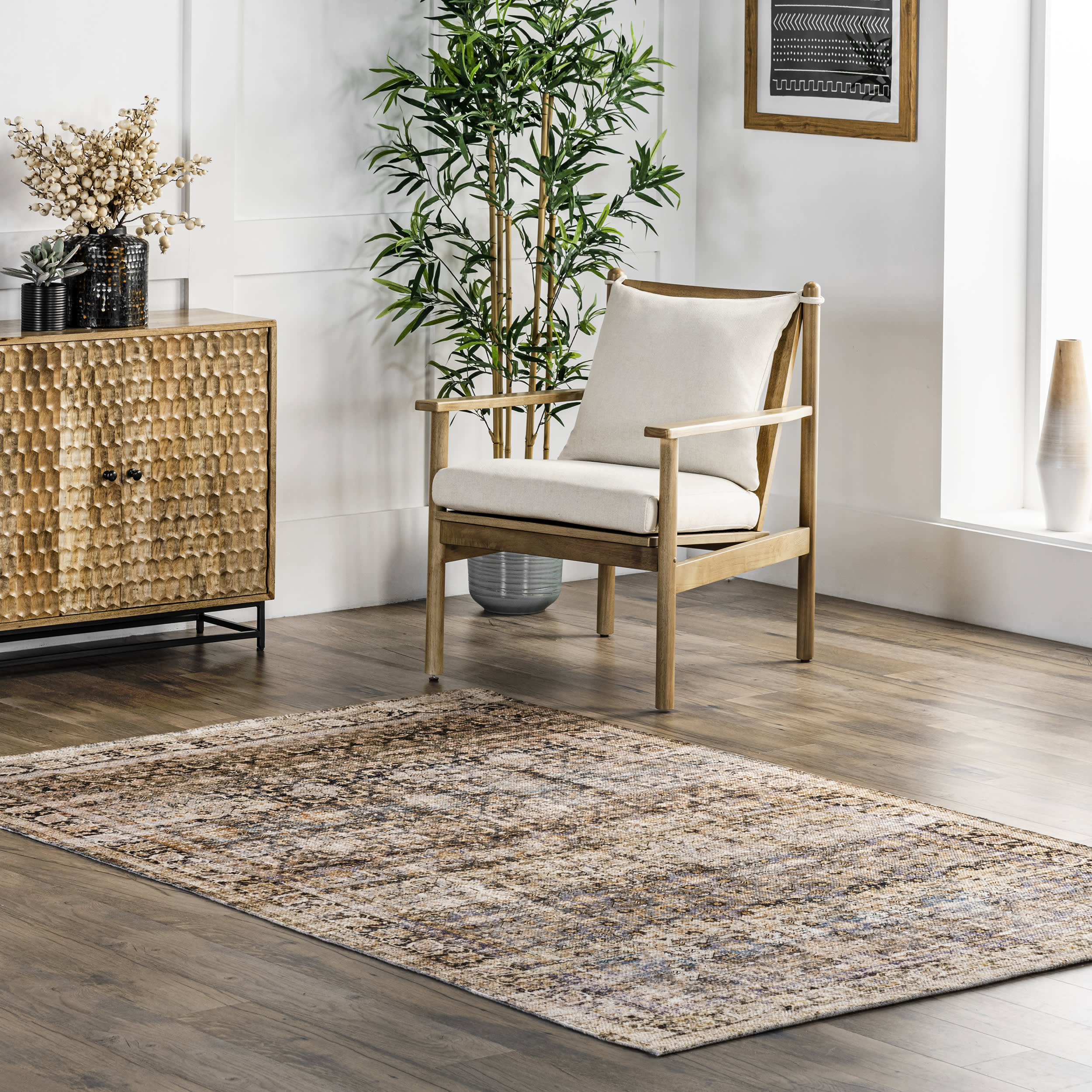 Ivanna Bordered Faded Rug | Beige - Image 2