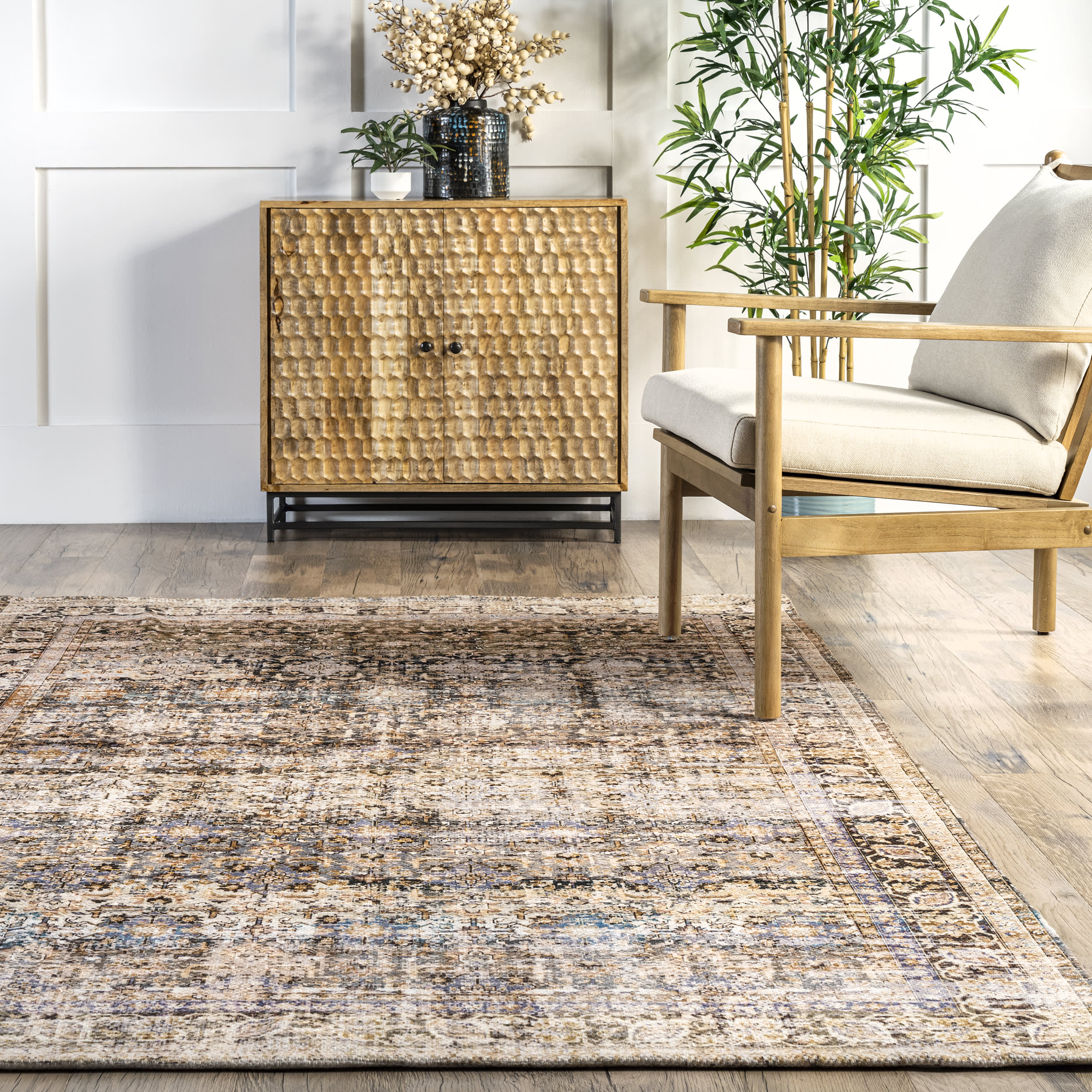 Ivanna Bordered Faded Rug | Beige - Image 4