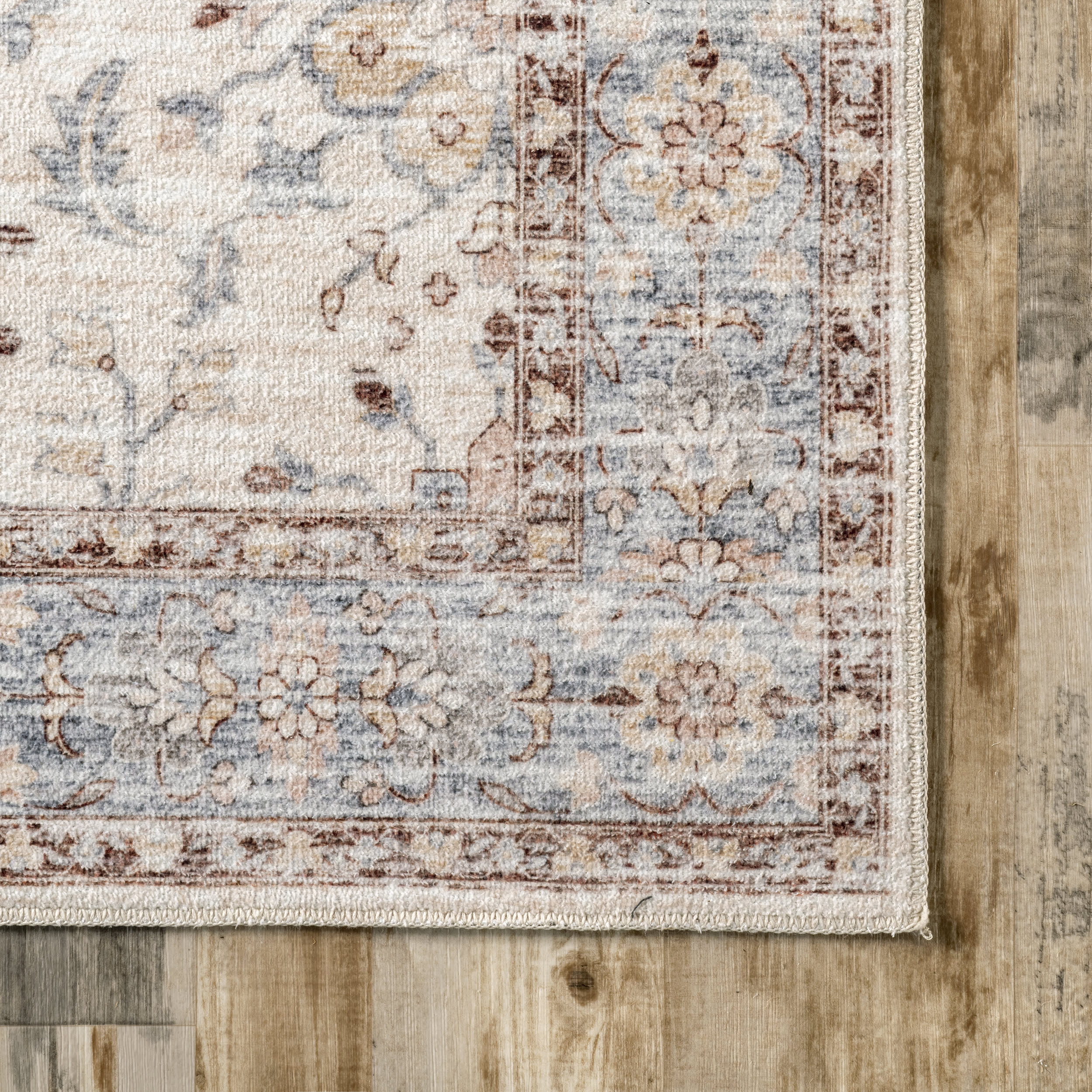 Ivied Blossoms Washable Rug | Light Beige - Image 3