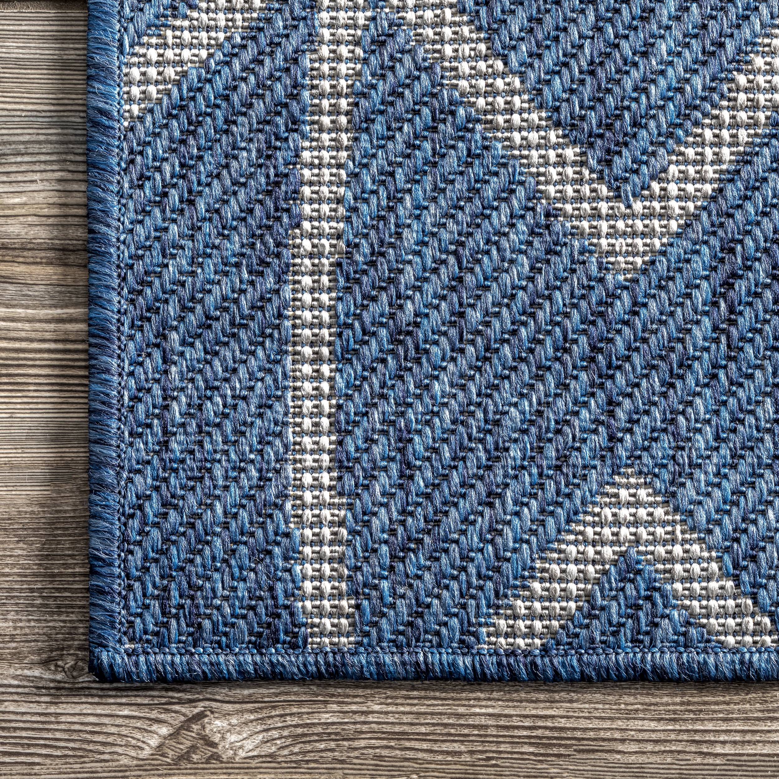Ivied Trellis Indoor/Outdoor Flatweave Rug | Blue - Image 3