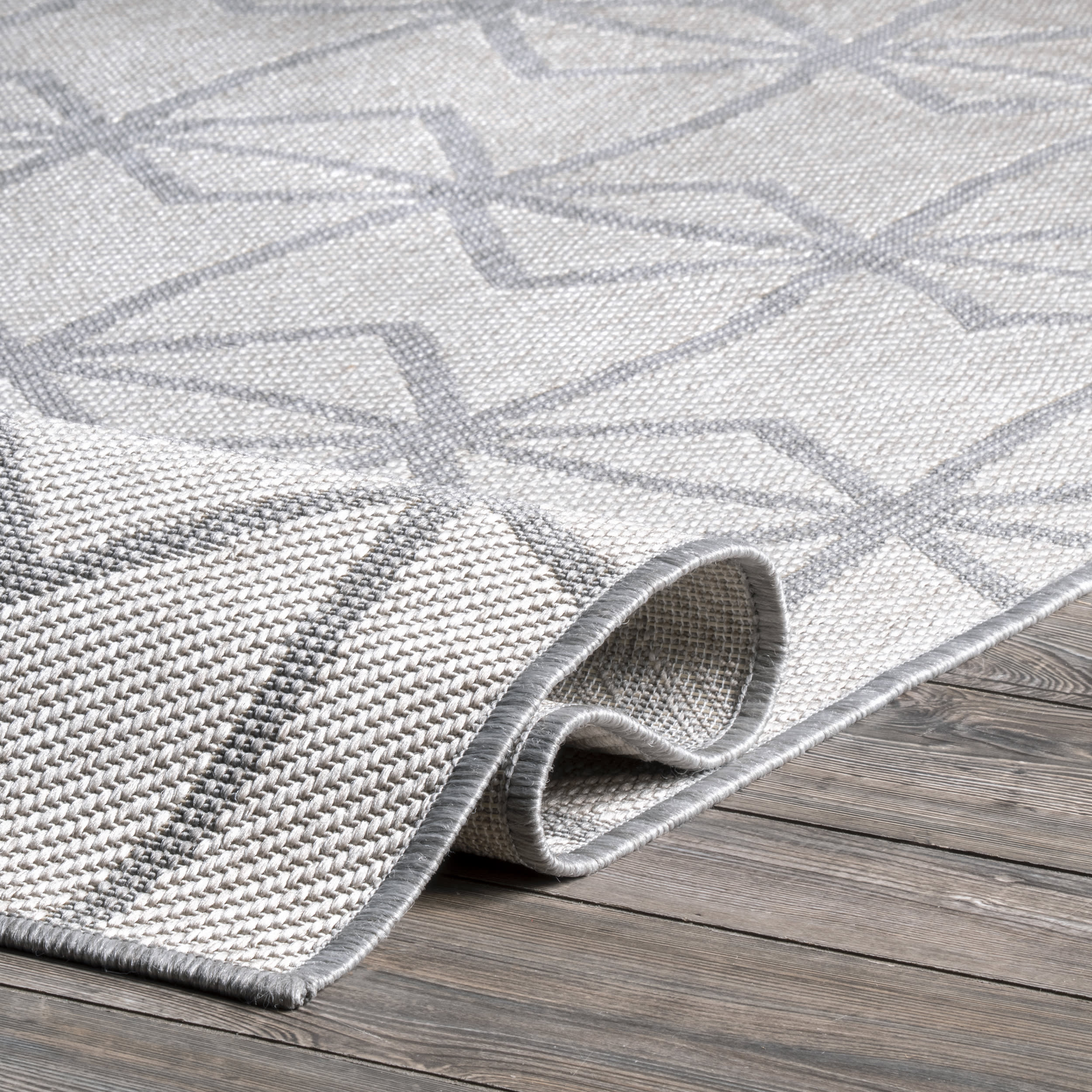 Ivied Trellis Indoor/Outdoor Flatweave Rug | Light Grey - Image 6