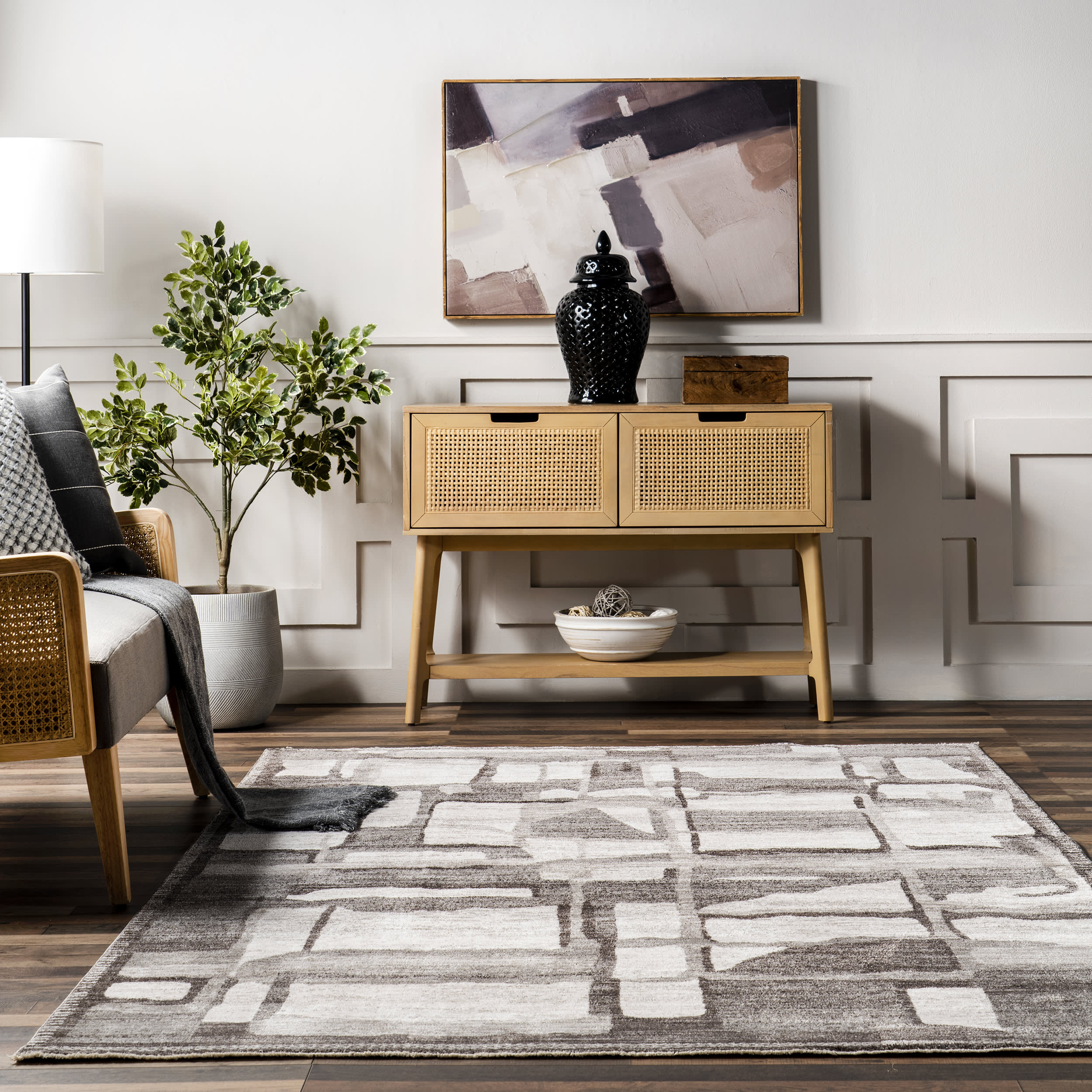 Iyanna Abstract Geometric Rug | Grey - Image 4