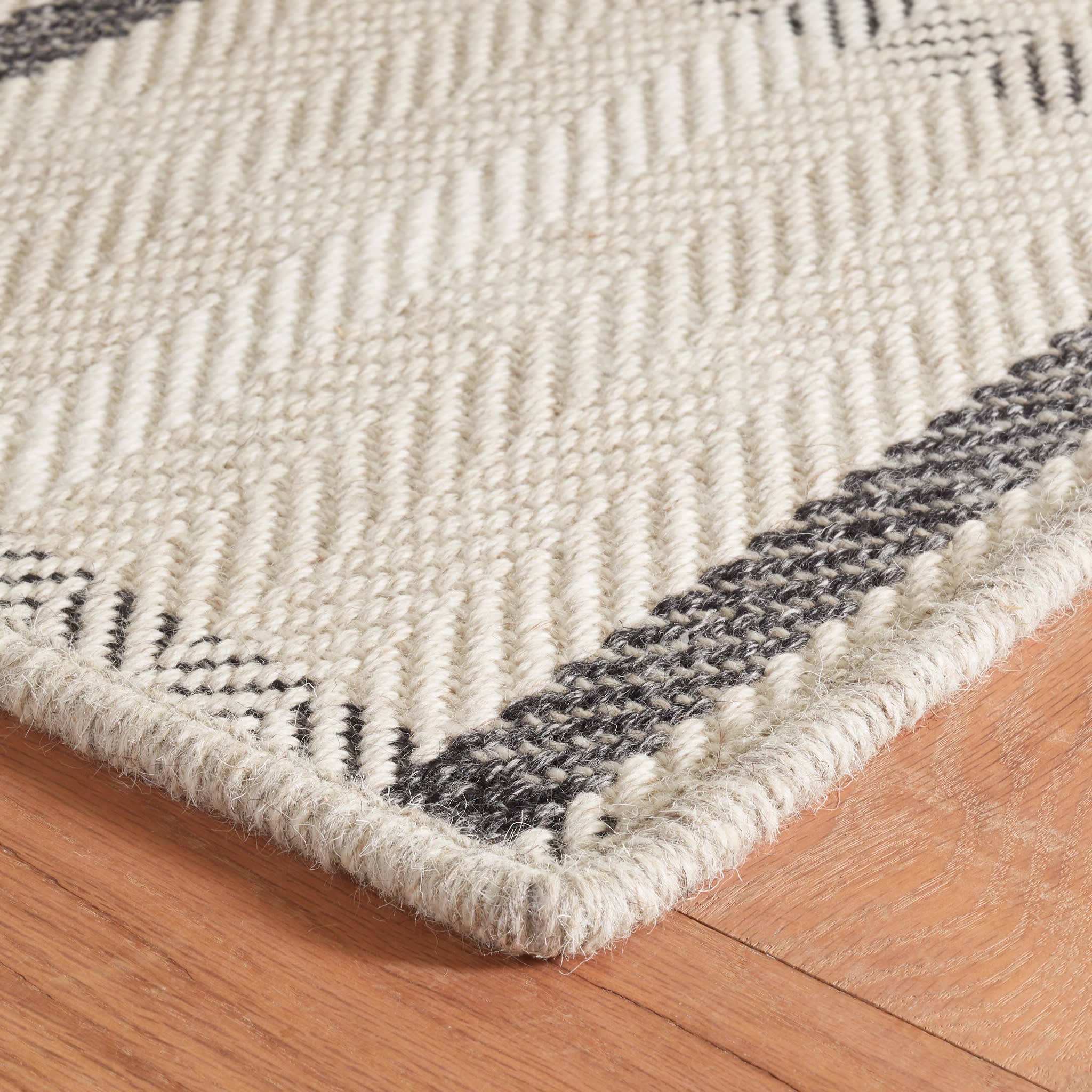 Jackson Woven Wool Custom Rug | Beige/Charcoal - Image 5