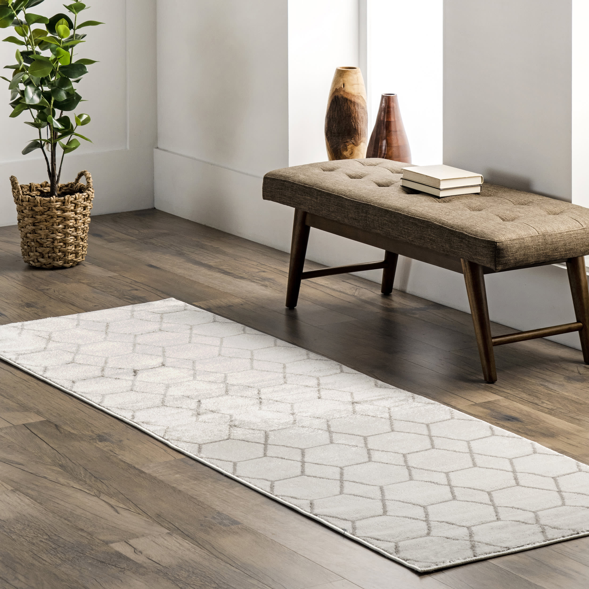 Jacqueline Honeycomb Trellis Rug | Beige - Image 2