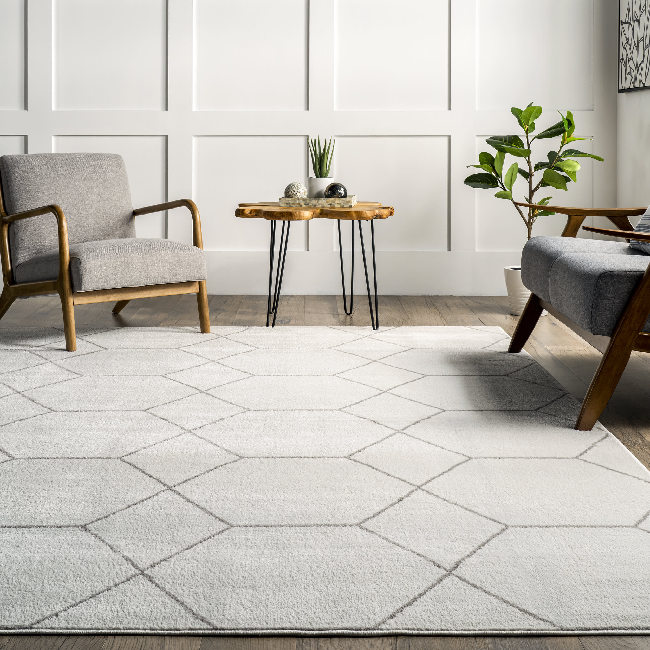 Jacqueline Honeycomb Trellis Rug | Beige - Image 4
