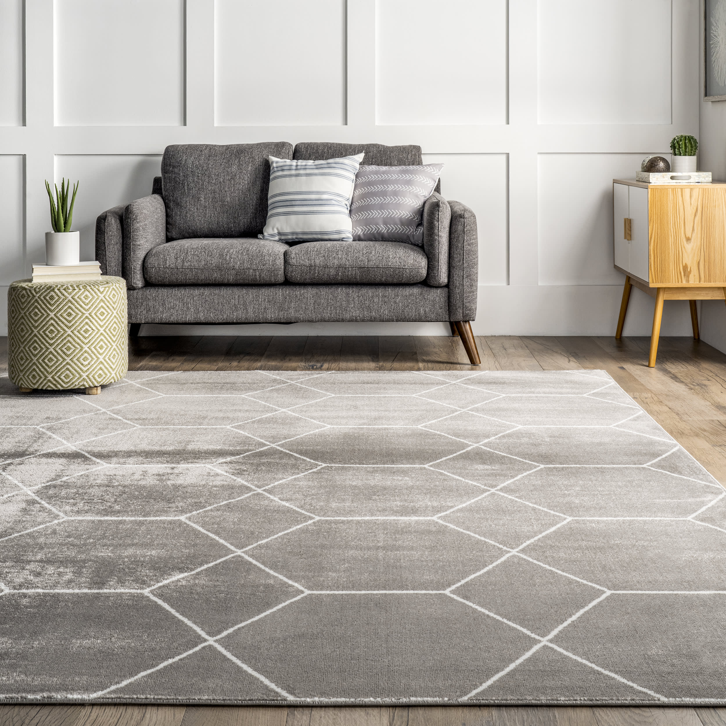 Jacqueline Honeycomb Trellis Rug | Grey - Image 4