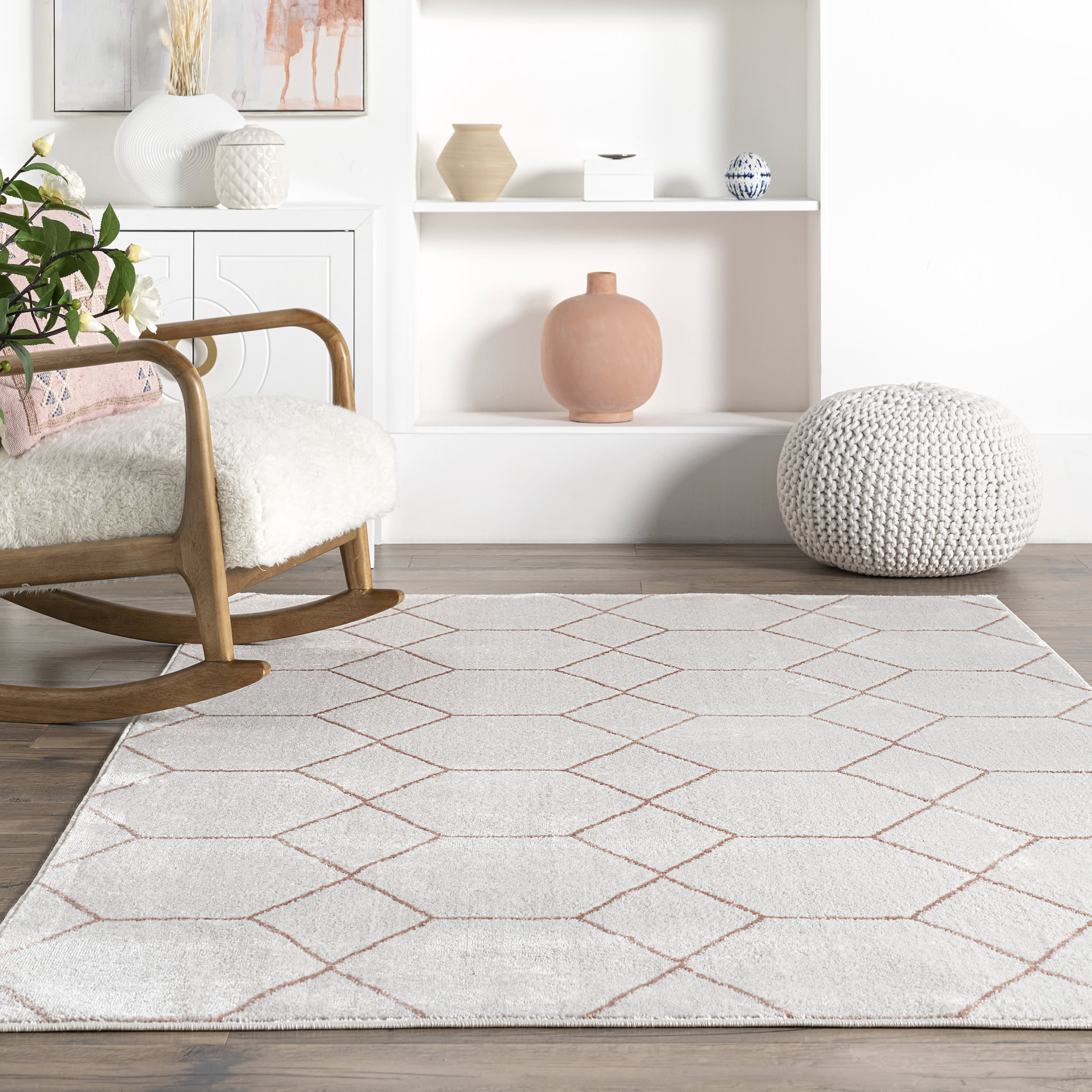 Jacqueline Honeycomb Trellis Rug | Light Pink - Image 4