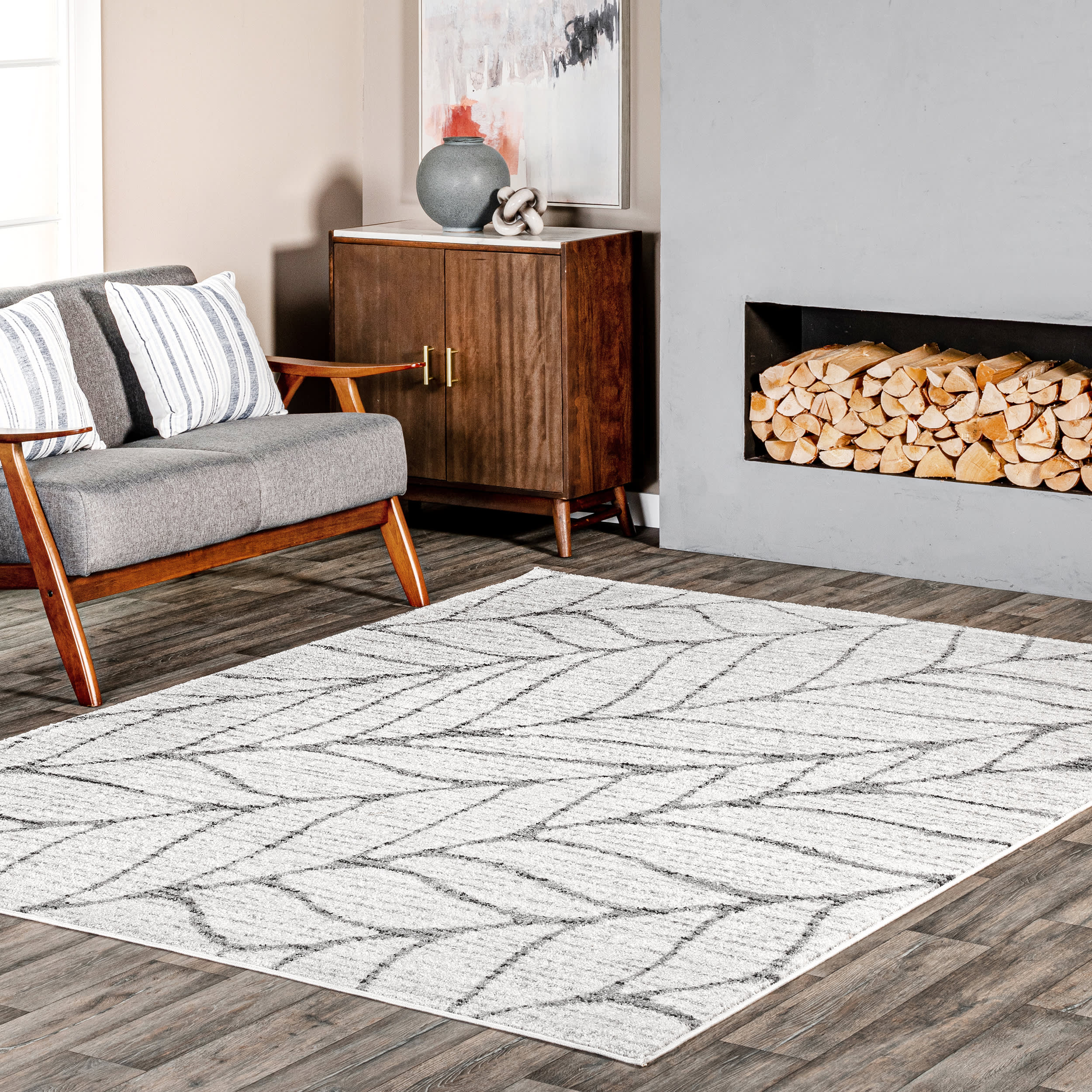 Jada Abstract Leaves Rug | Light Grey - Image 2