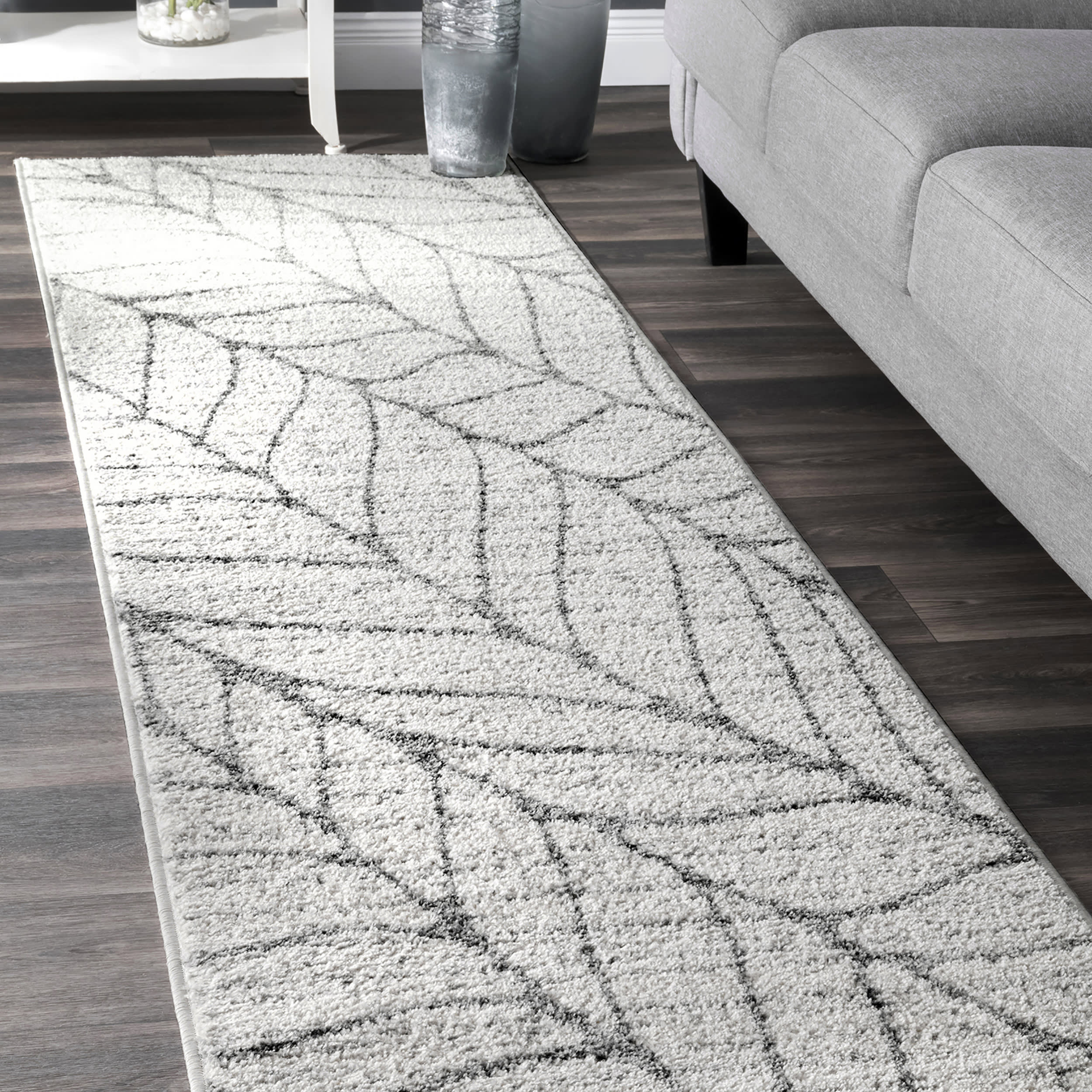 Jada Abstract Leaves Rug | Light Grey - Image 2