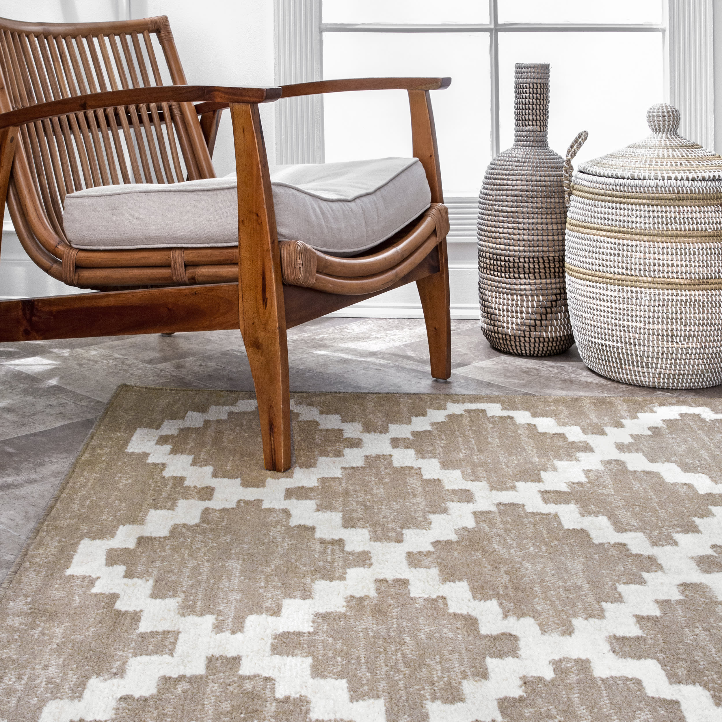 Jagged Trellis Rug | Beige - Image 4