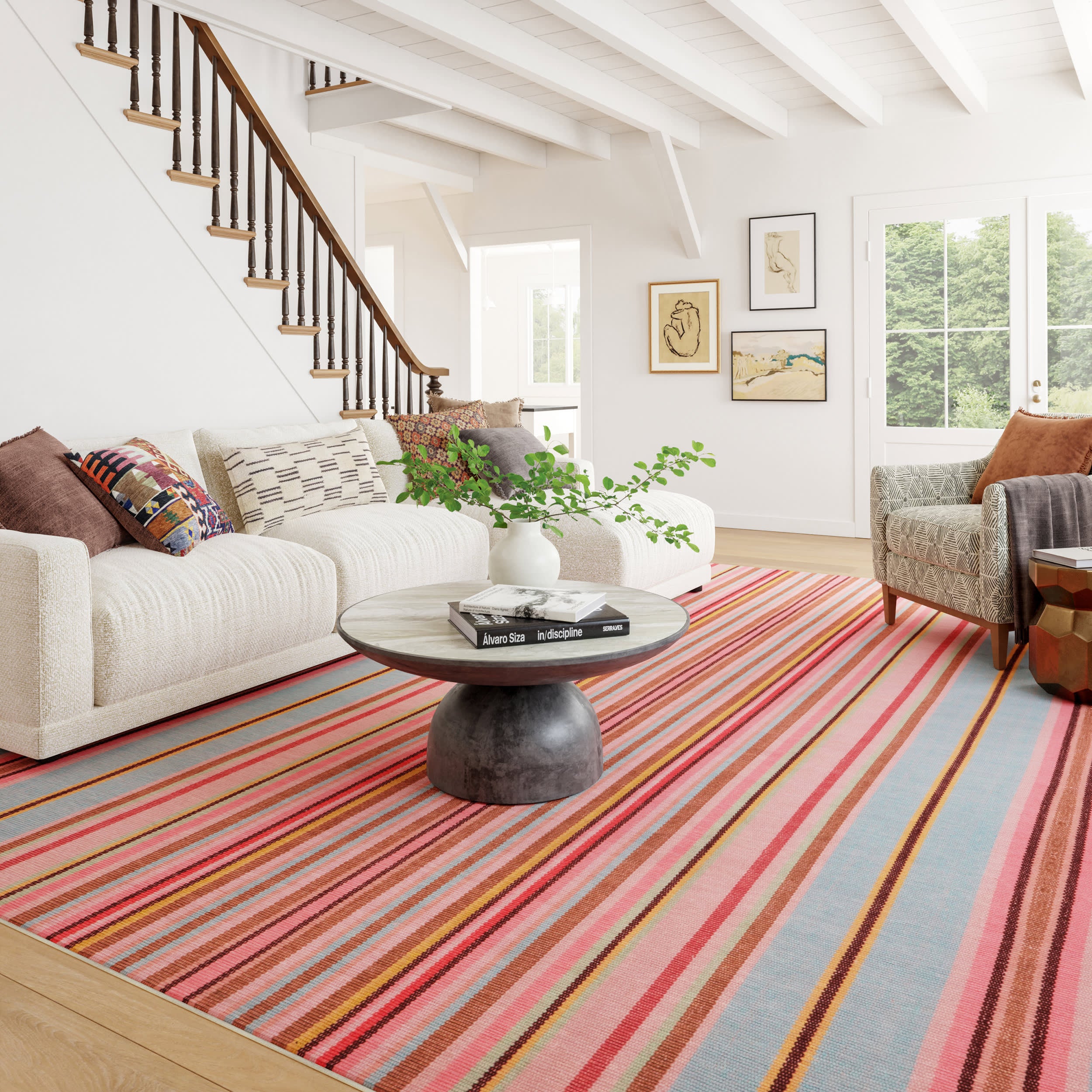 Jamaica Striped Machine Washable Rug | Multi - Image 2