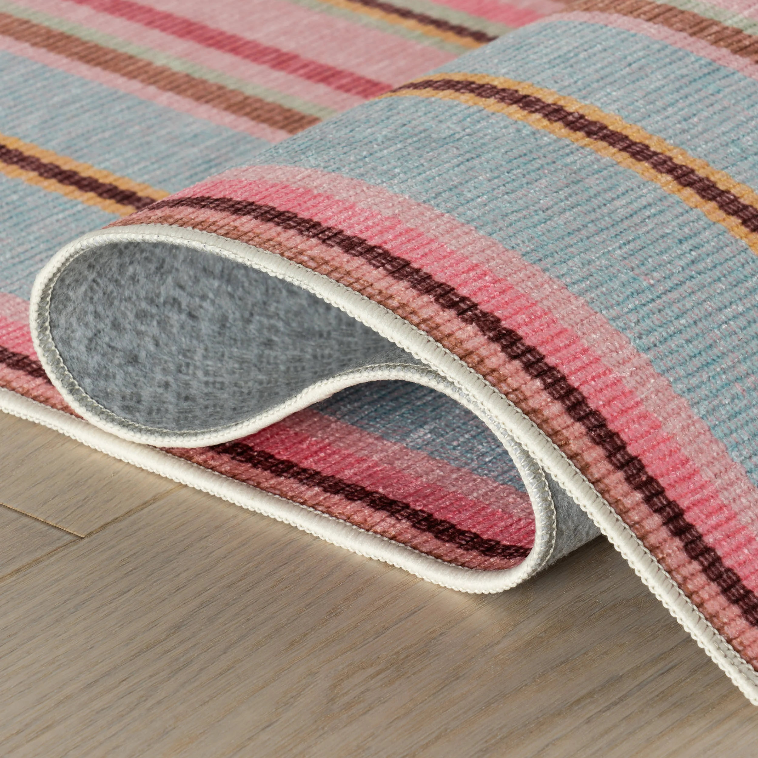 Jamaica Striped Machine Washable Rug | Multi - Image 3