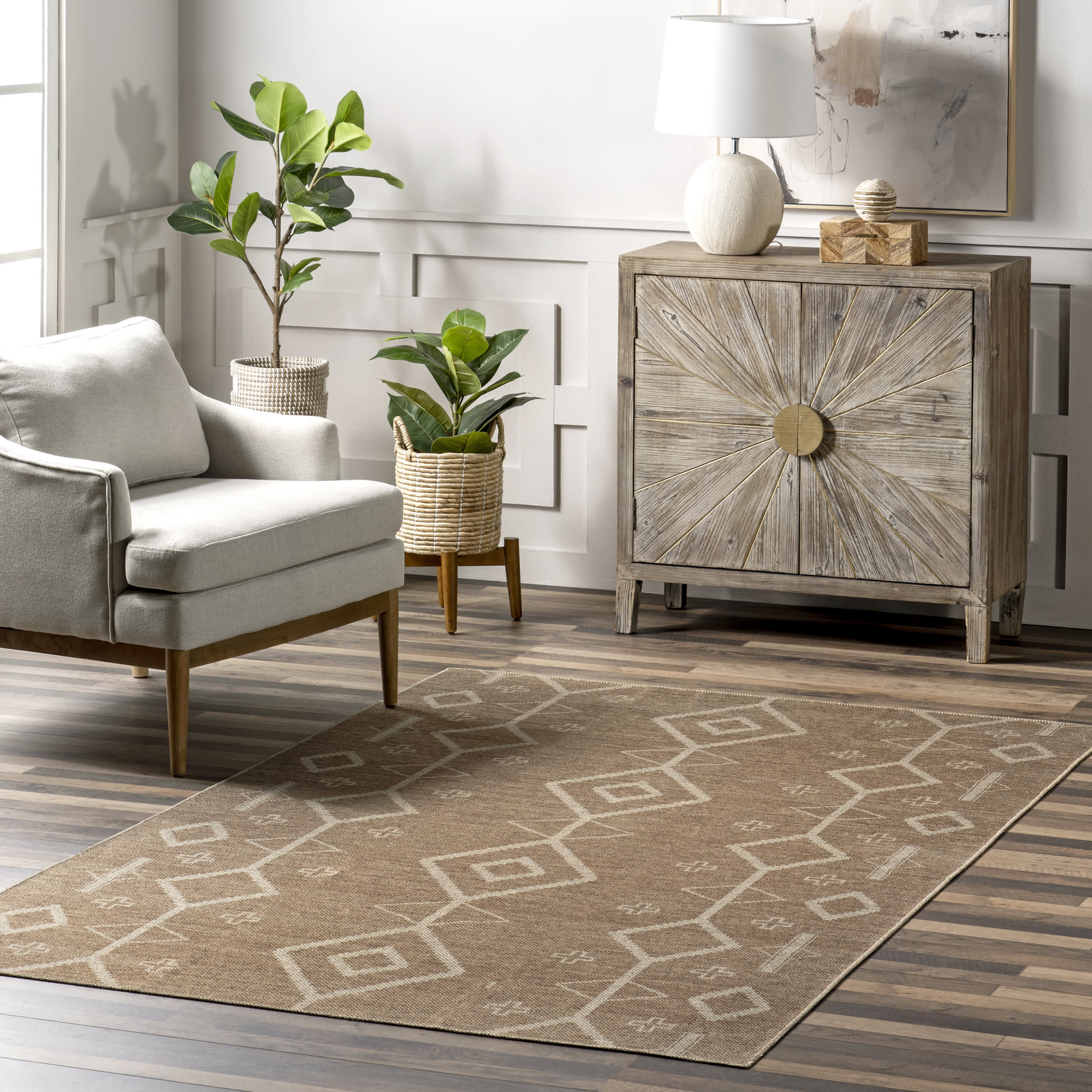 Jamima Easy-Jute Washable Southwestern Rug | Brown - Image 2