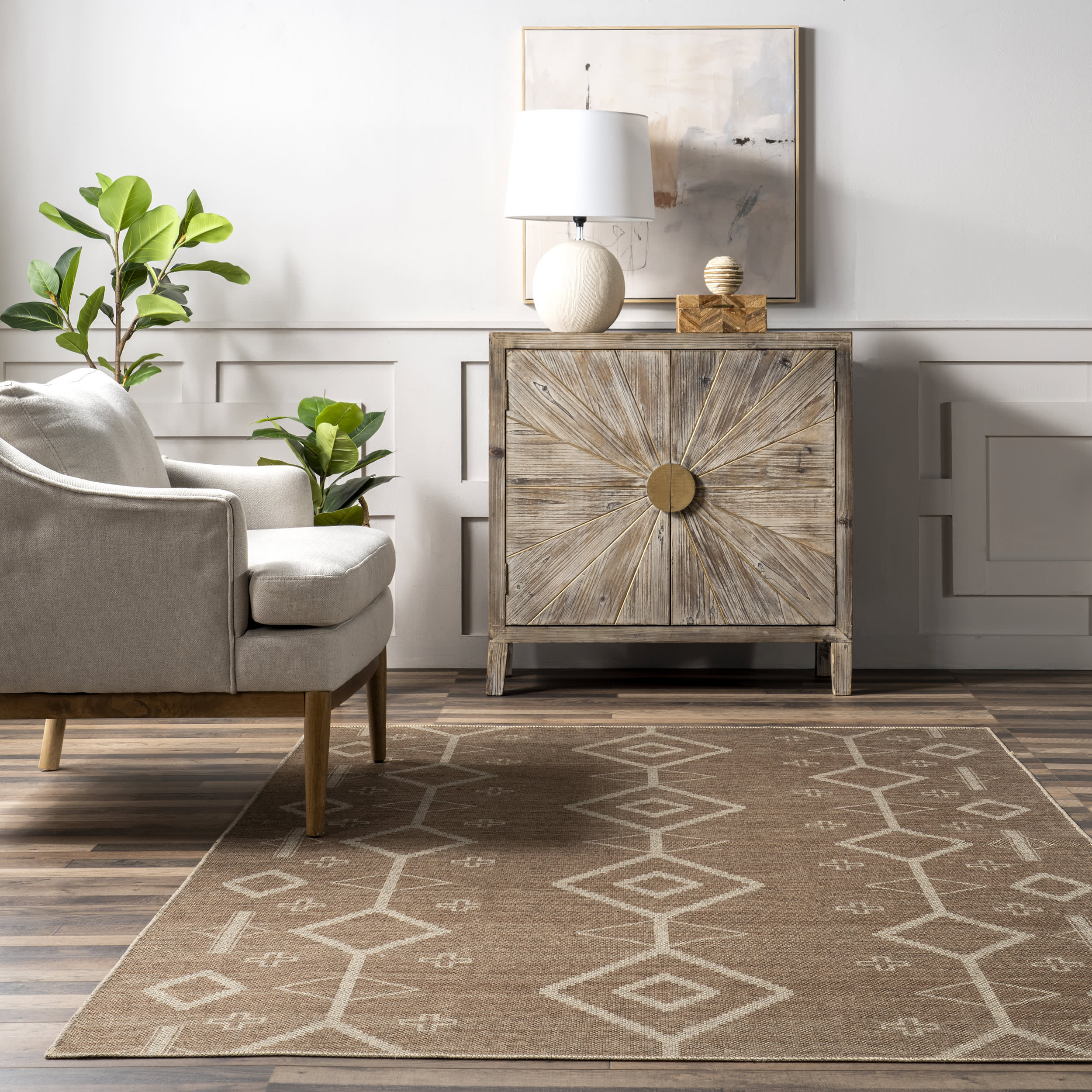 Jamima Easy-Jute Washable Southwestern Rug | Brown - Image 4