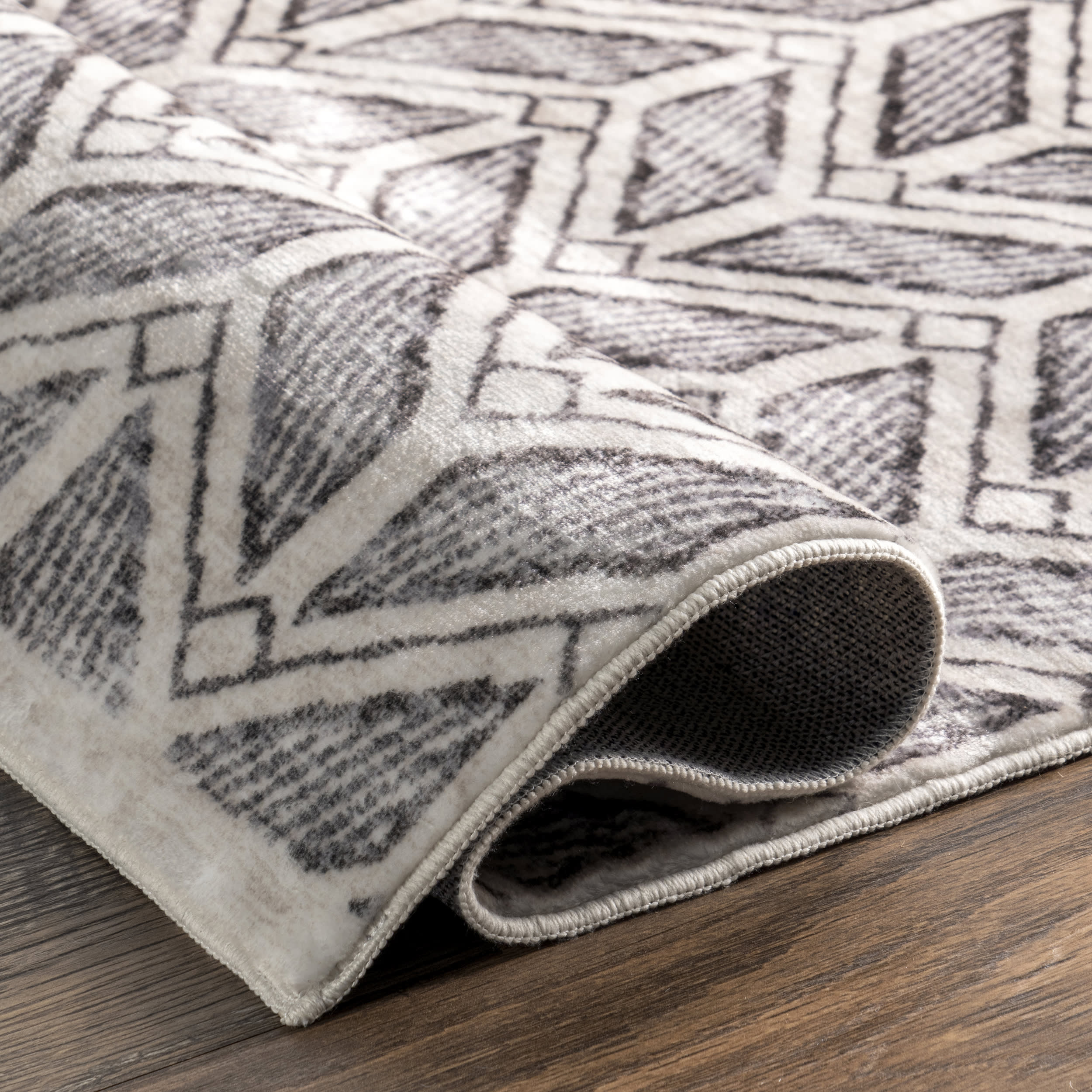 Janae Chevron Washable Rug | Grey - Image 8