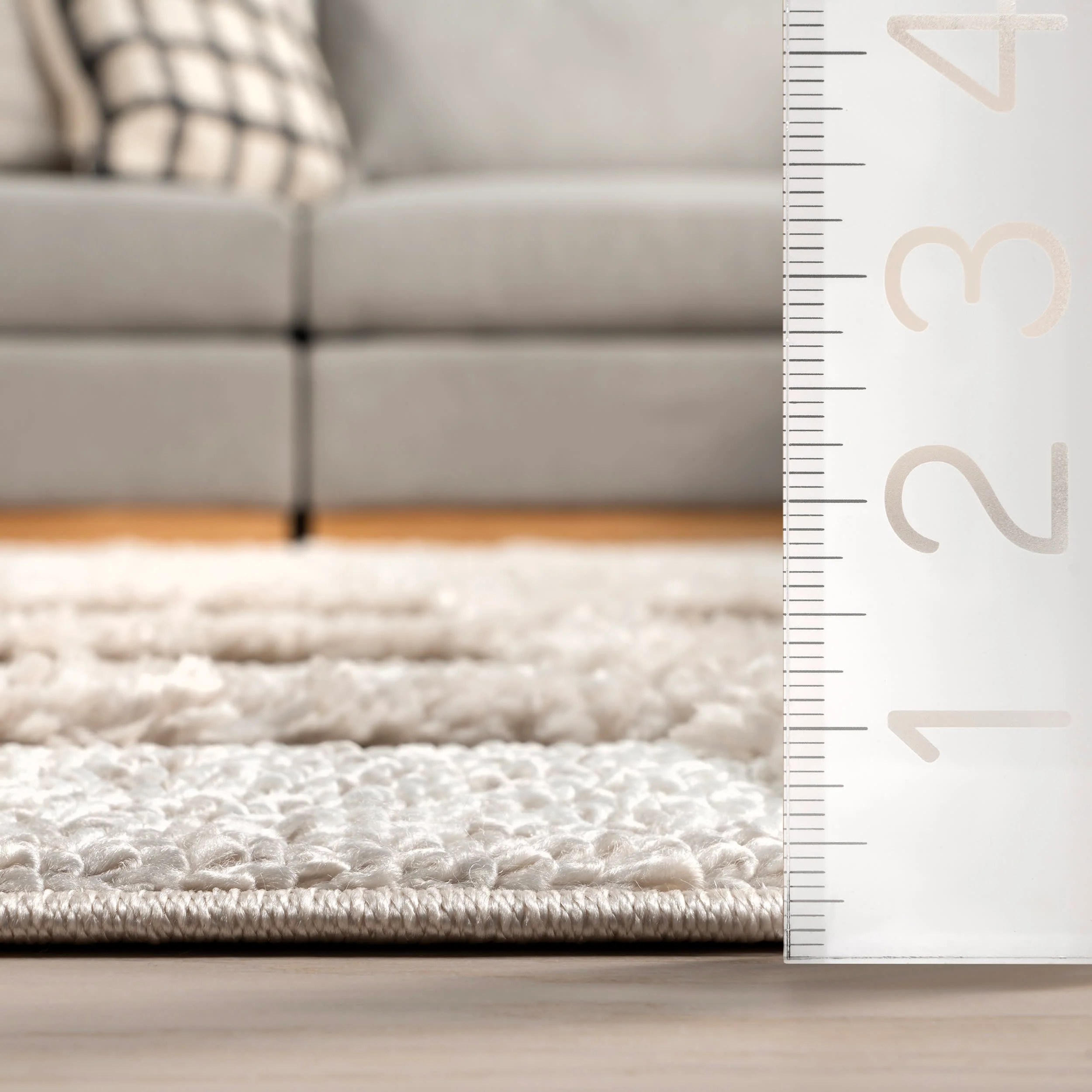 Janie Embossed Checker Rug | Ivory - Image 5