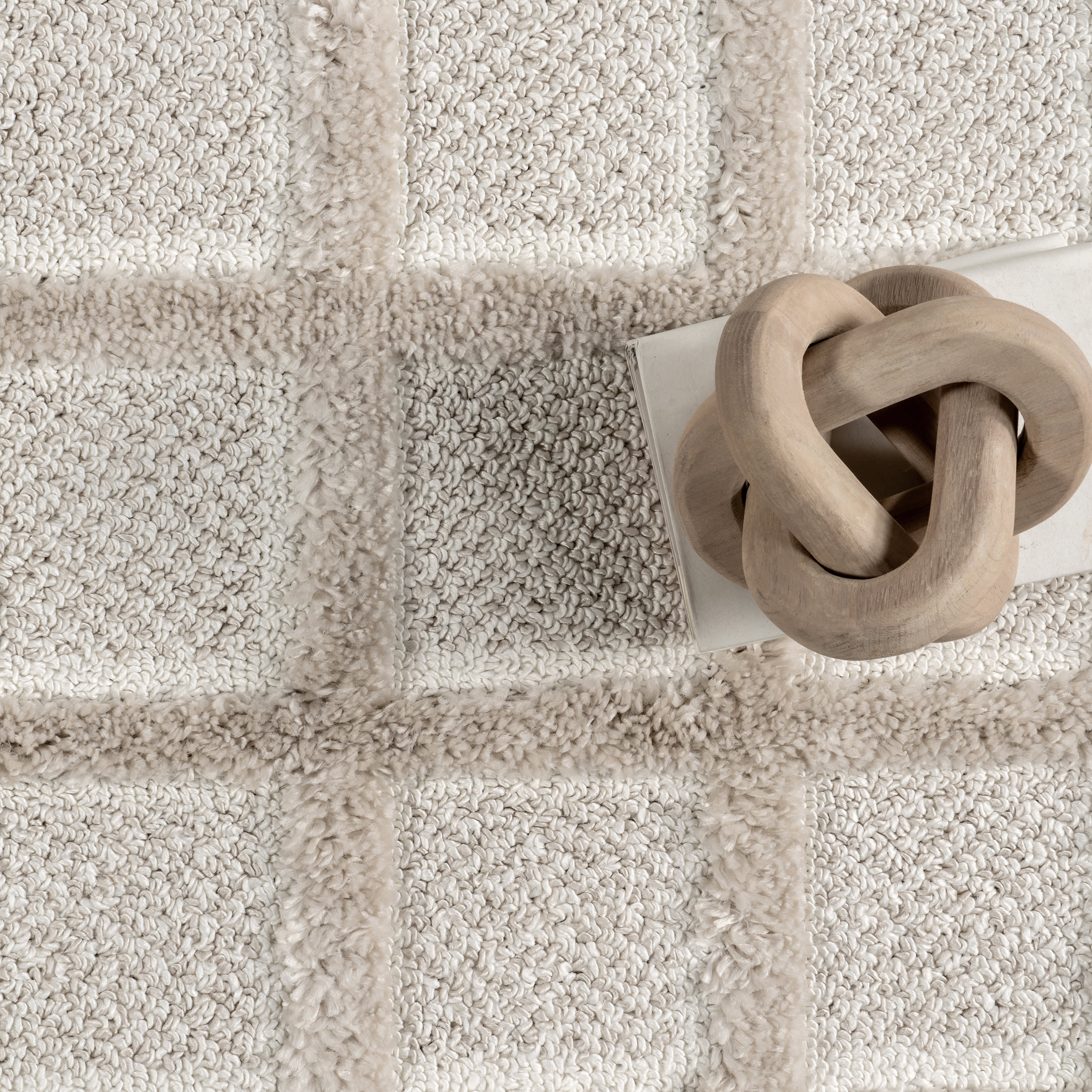 Janie Embossed Checker Rug | Ivory - Image 7