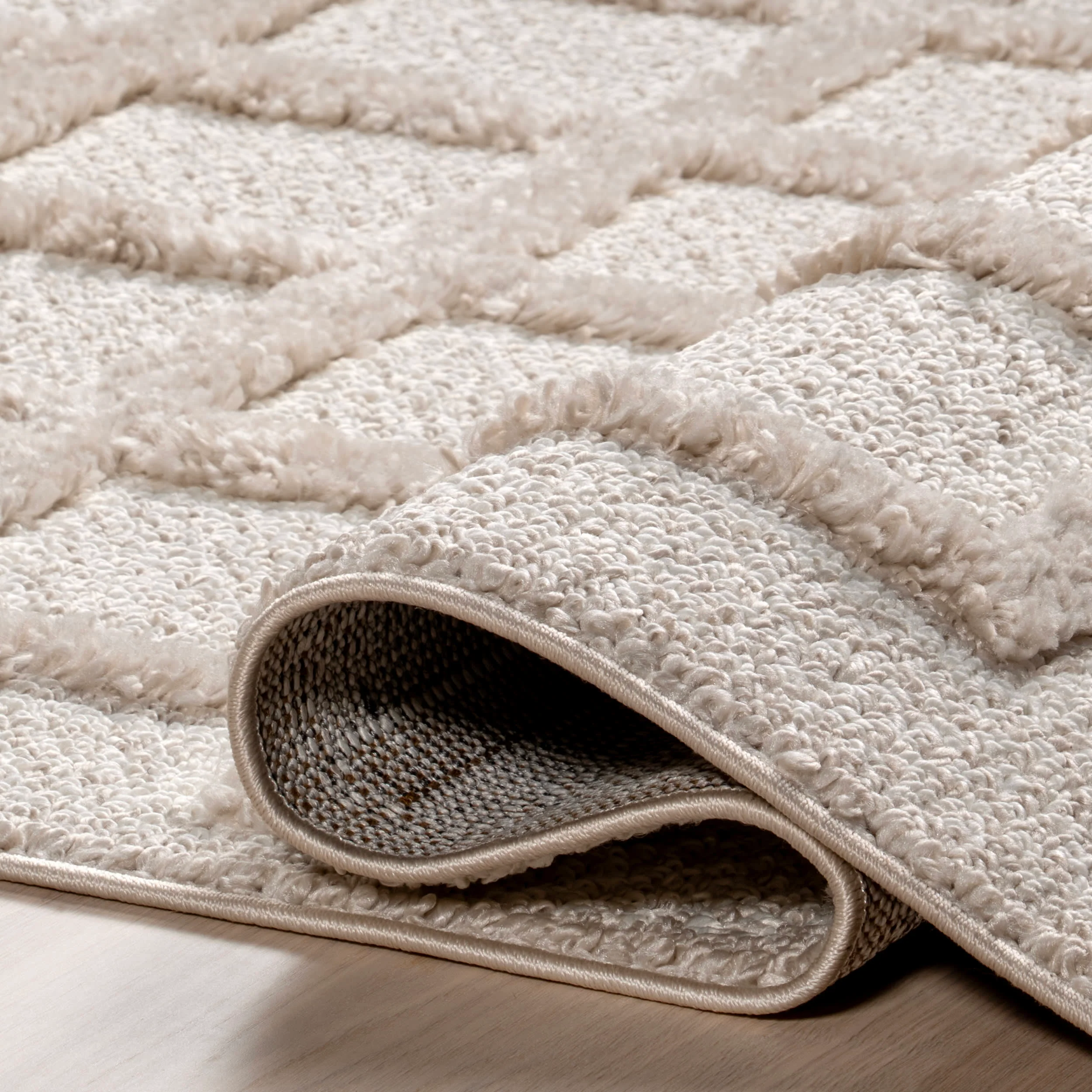 Janie Embossed Checker Rug | Ivory - Image 8