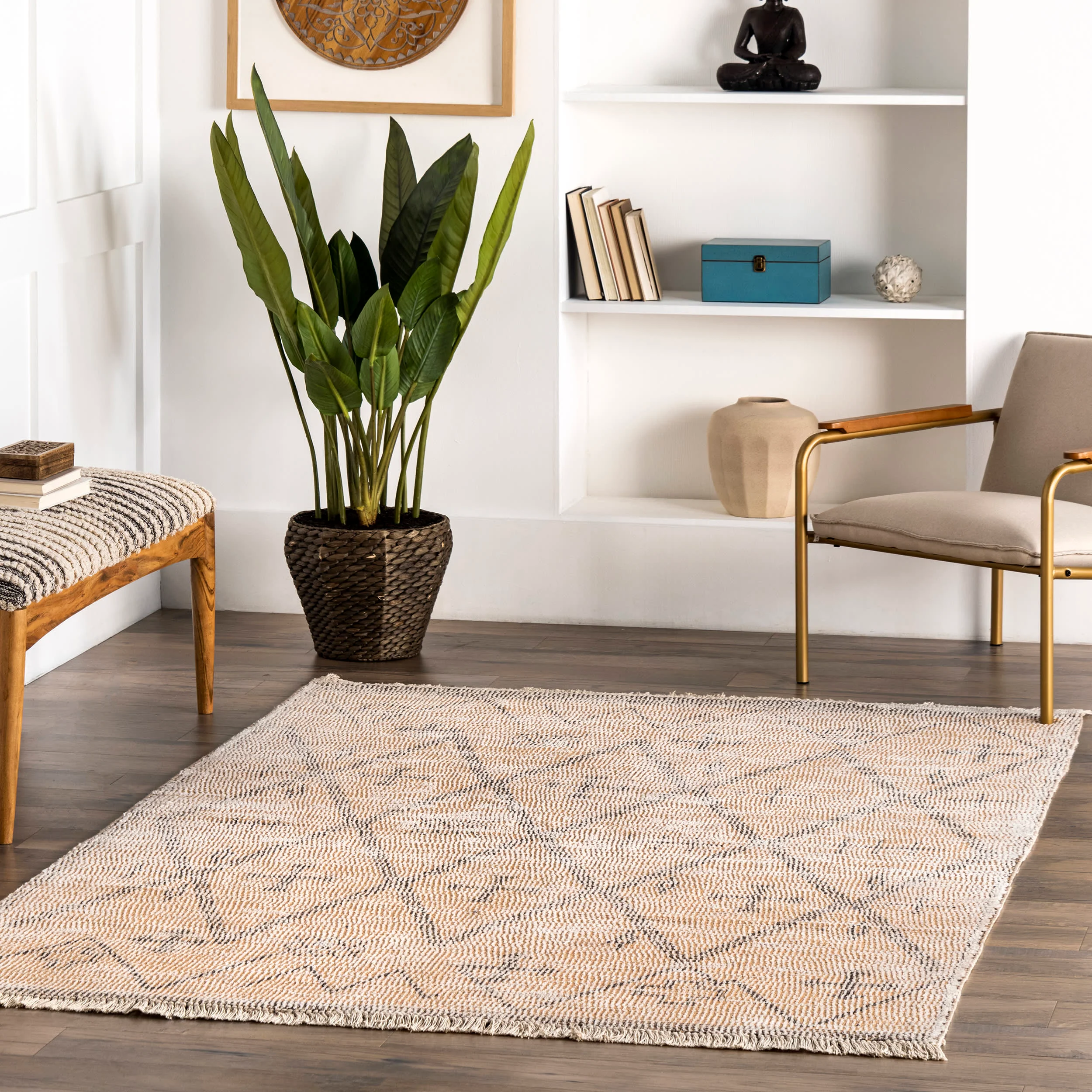 Janine Cotton Trellis Rug | Beige - Image 2