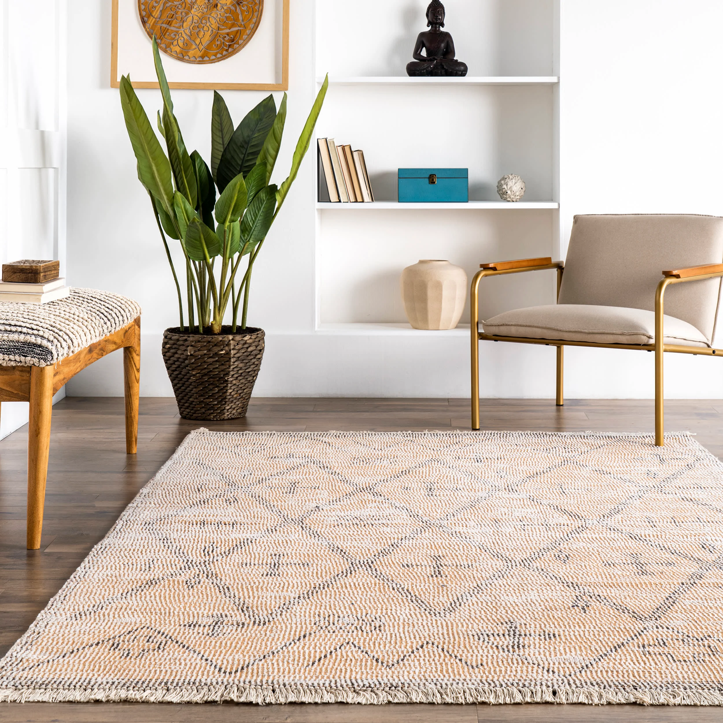 Janine Cotton Trellis Rug | Beige - Image 4