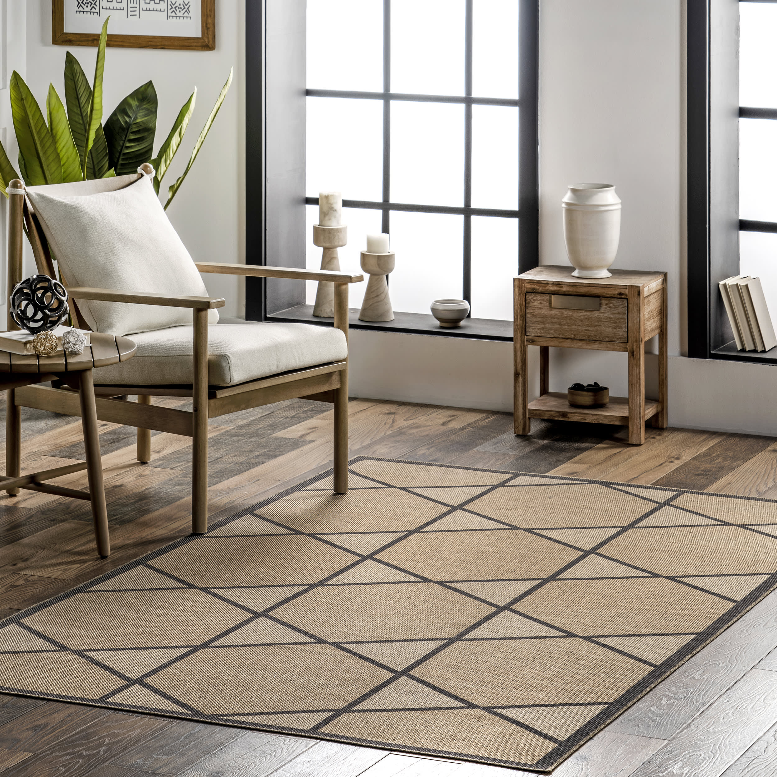 Jaquenetta Easy-Jute Washable Trellis Rug | Brown - Image 2