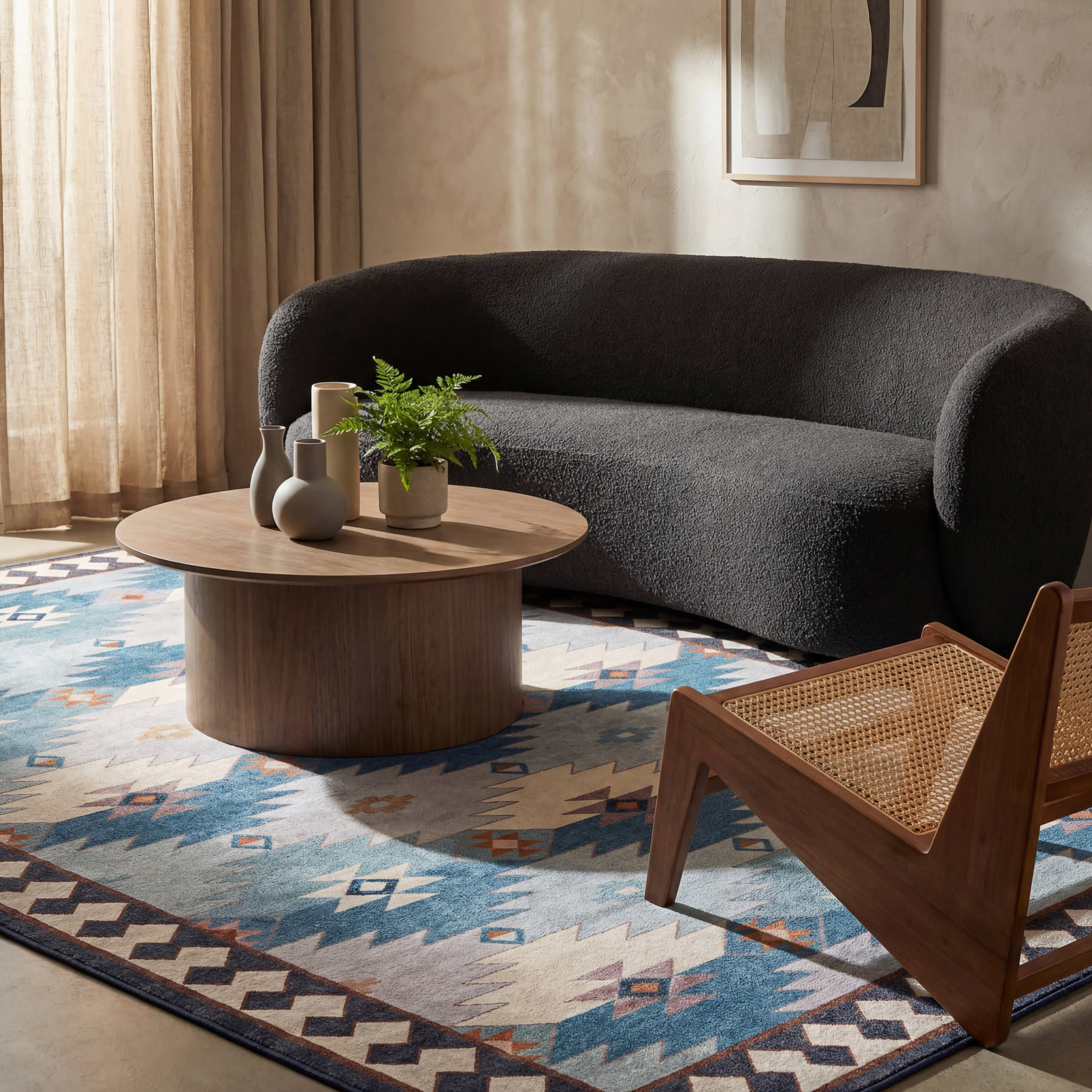 Jasdin Southwestern Washable Rug | Blue - Image 5
