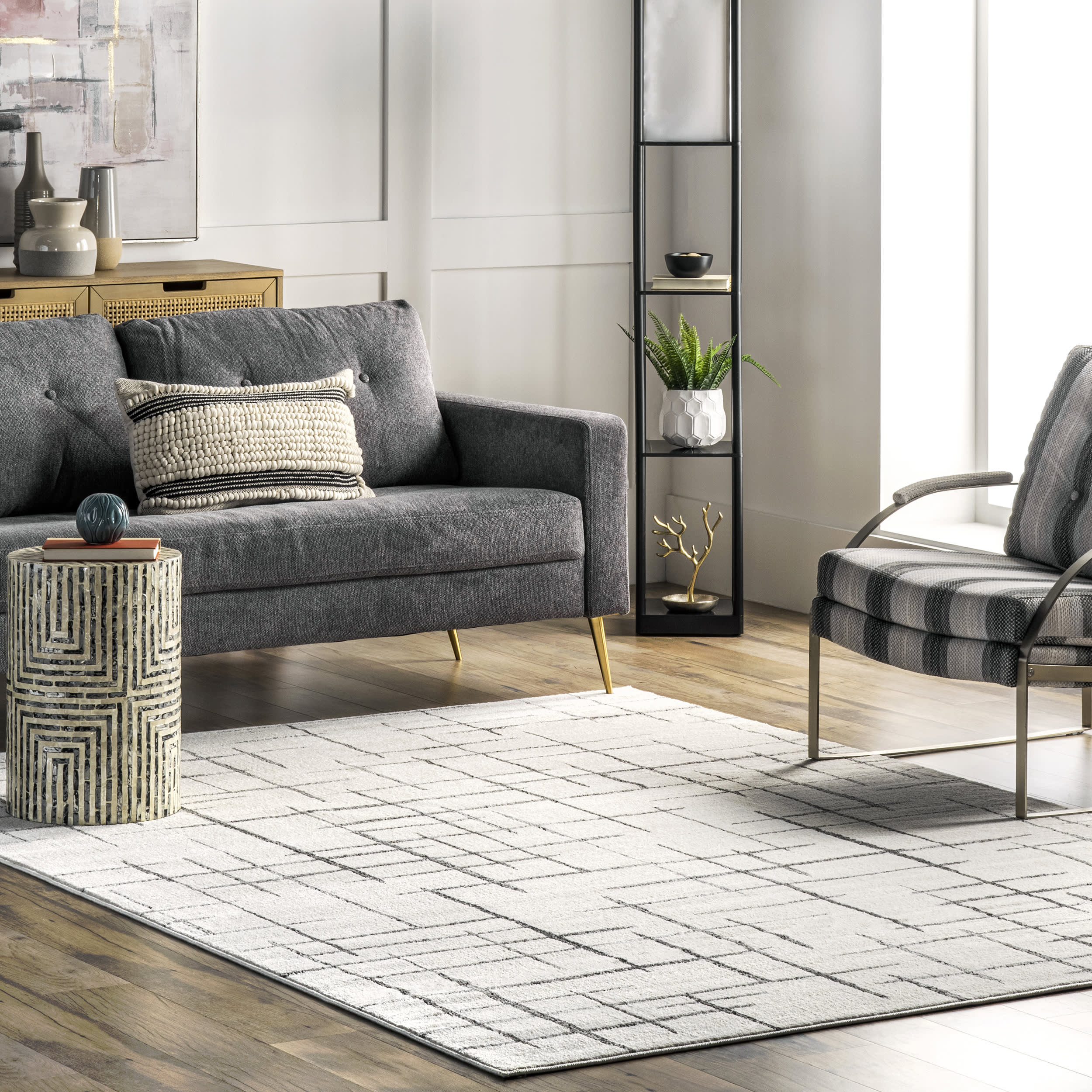 Jasmine Contemporary Lattice Rug | Beige - Image 2